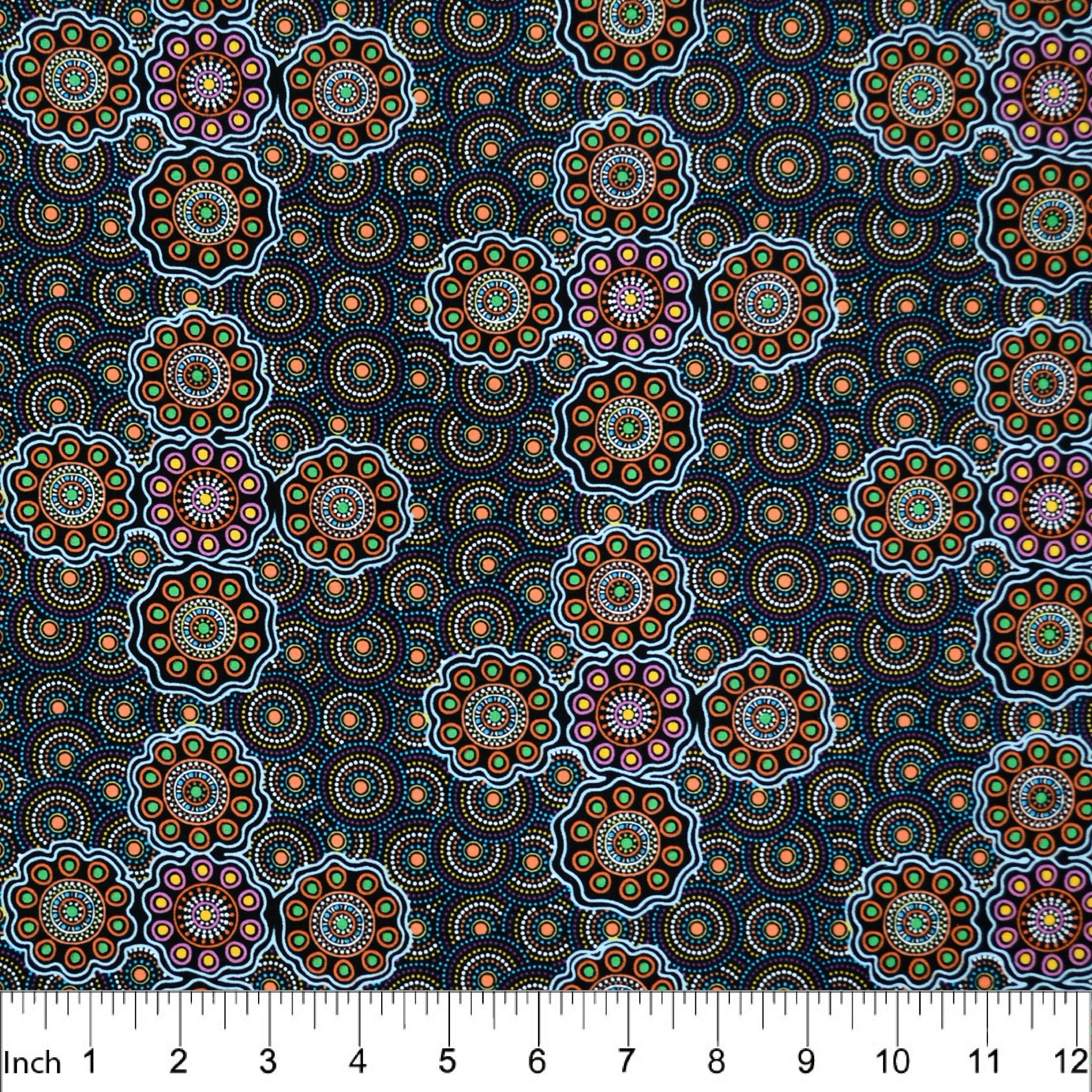 Australian Fabric - Ladies Collecting Wild Fruit in Blue by JOCELYN BIRD - 100% Quality Cotton M&S Textiles by 1/2 Yd and Yardage