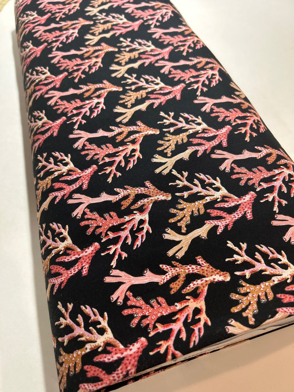 Tropical Fabric - Sea Shell Botanical by Figo - 902O43-99 Coral Hawaiian Island California Beach - 100% Quality Cotton Yard