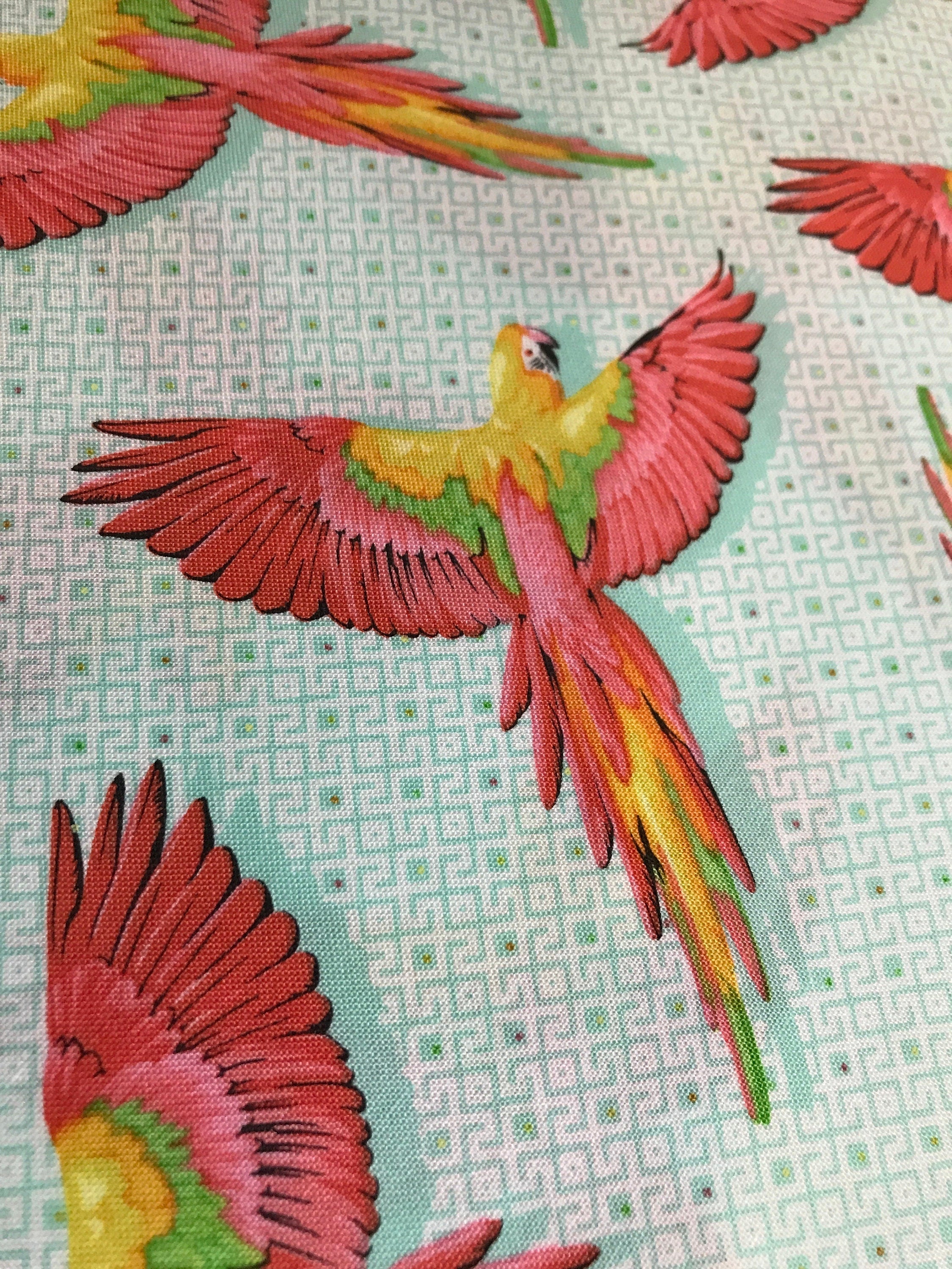 Tula Pink Fabric DAYDREAMER PWTP170 Macaw Ya Later in Mango Tula Pink Fabric - FreeSpirit - 100% Quality Cotton by 1/2 Yd and Yardage