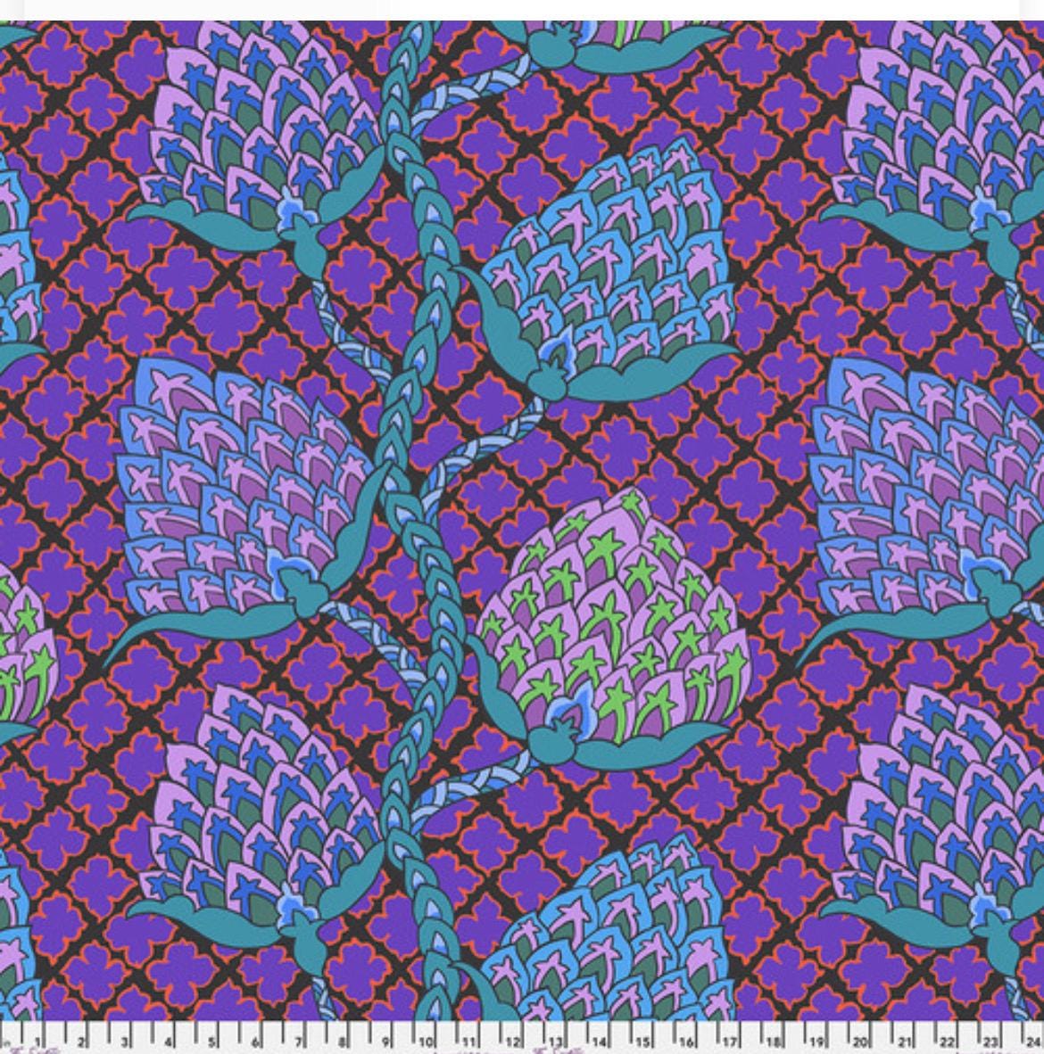 Kaffe Fassett Collective Fabric - Paisley Flower Blue PWGP200 Blue -100 % Quality Cotton by 1/4 Yd and YARDAGE