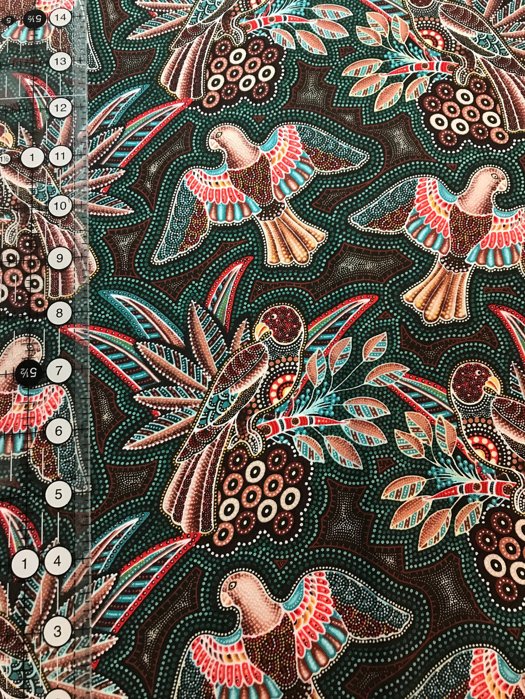Australian Fabric - Gondwana Birds Green - Magpie - 100% Cotton by Oasis Fabrics- by Yard and Yardage