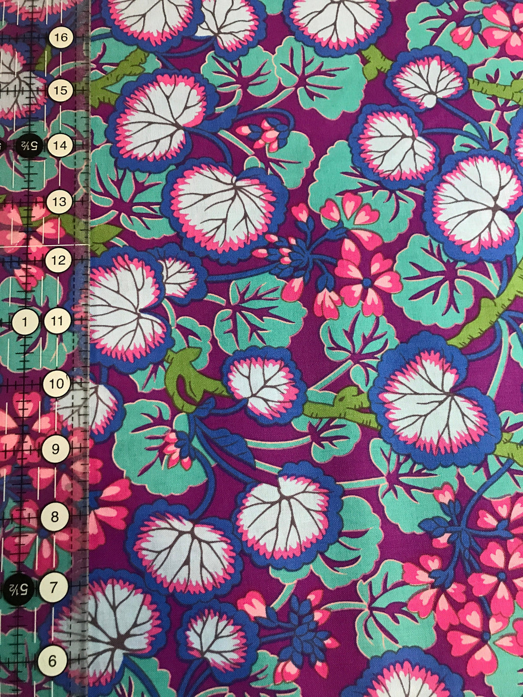Kaffe Fassett Fabric - Climbing Geraniums in Purple - Fall Collective 2021 by FreeSpirit -100%  Quality Cotton by the FQ, 1/2 Yd and YARDAGE