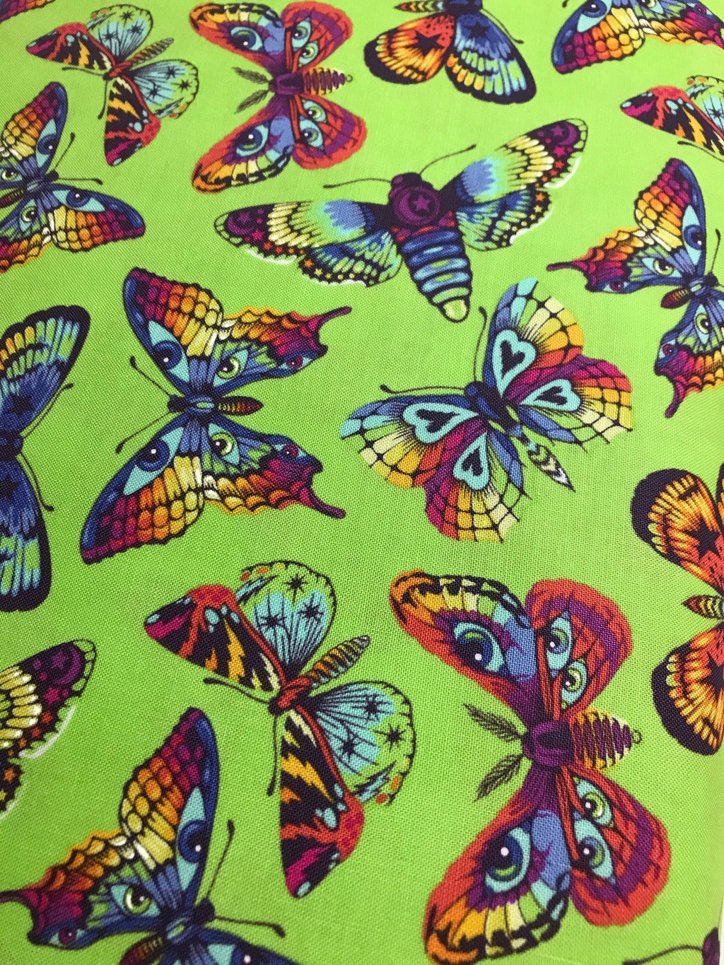 Tula Pink Fabric DAYDREAMER PWTP172 Butterfly Kisses in Avocado Tula Pink Fabric - FreeSpirit - 100% Quality Cotton by 1/2 Yard and Yardage