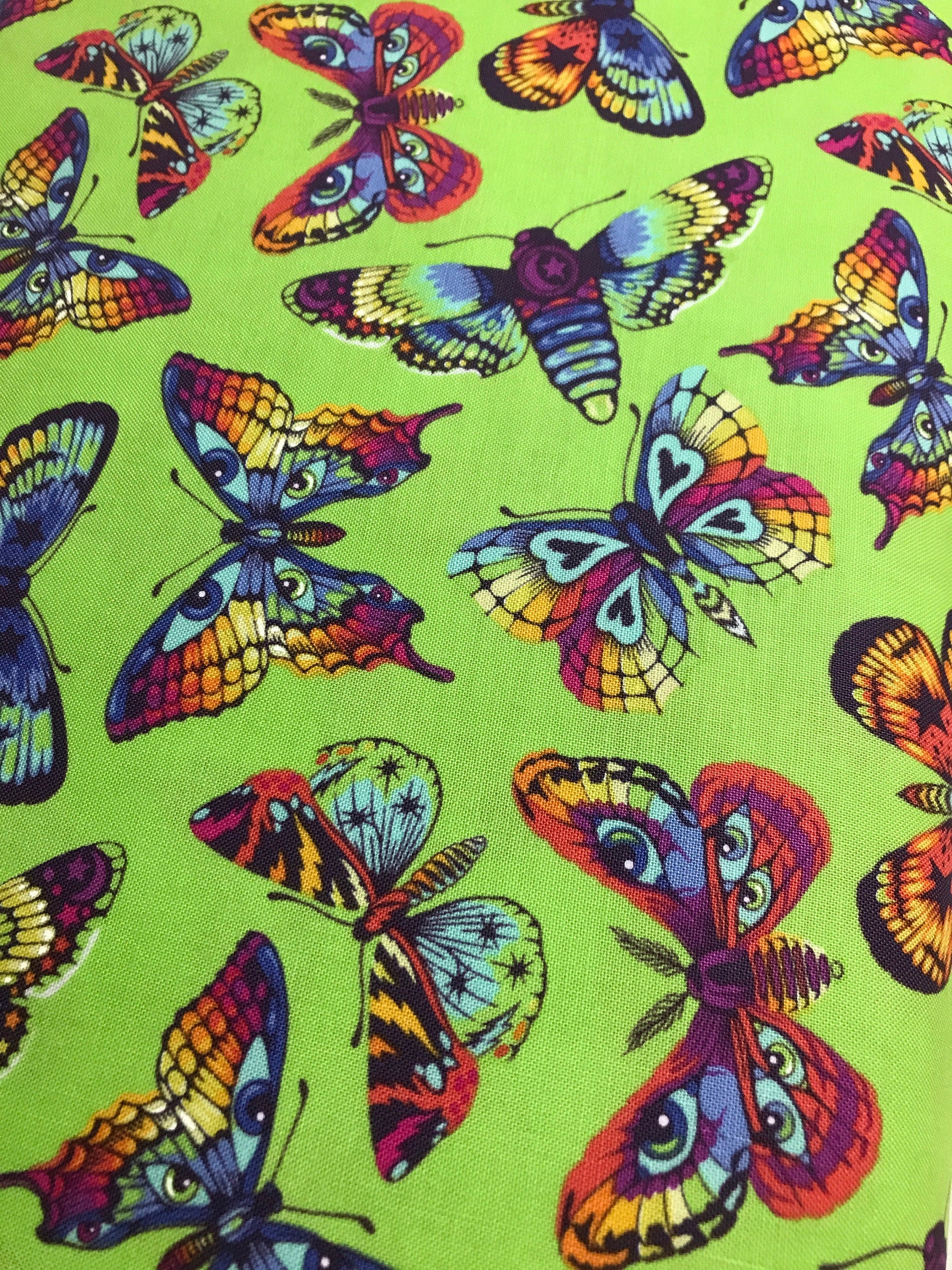 Tula Pink Fabric DAYDREAMER PWTP172 Butterfly Kisses in Avocado Tula Pink Fabric - FreeSpirit - 100% Quality Cotton by 1/2 Yard and Yardage