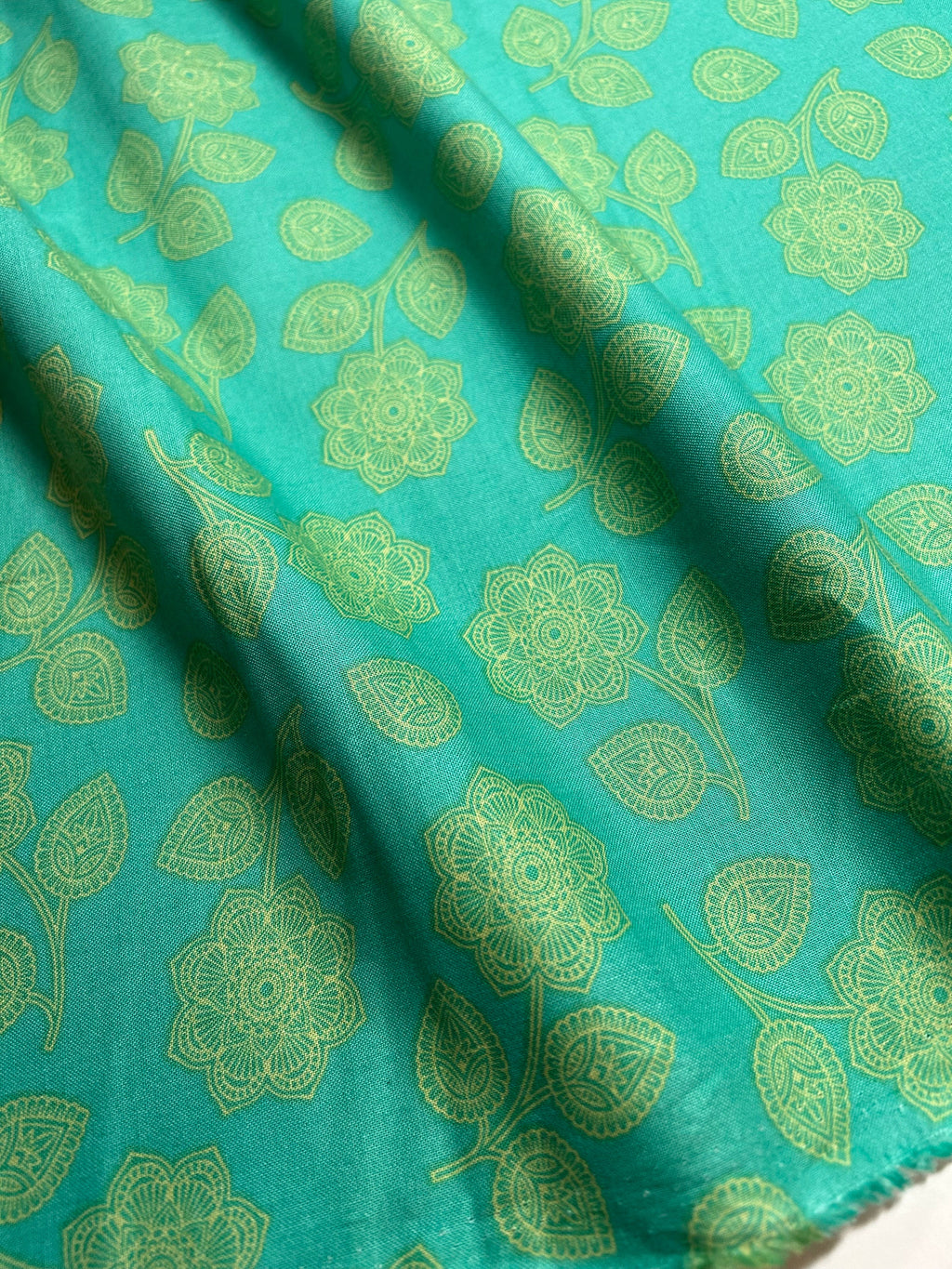 Tula Pink Fabric - Eden Collection HENNA PWTP074 in Aqua - FreeSpirit - 100% Cotton Yardage