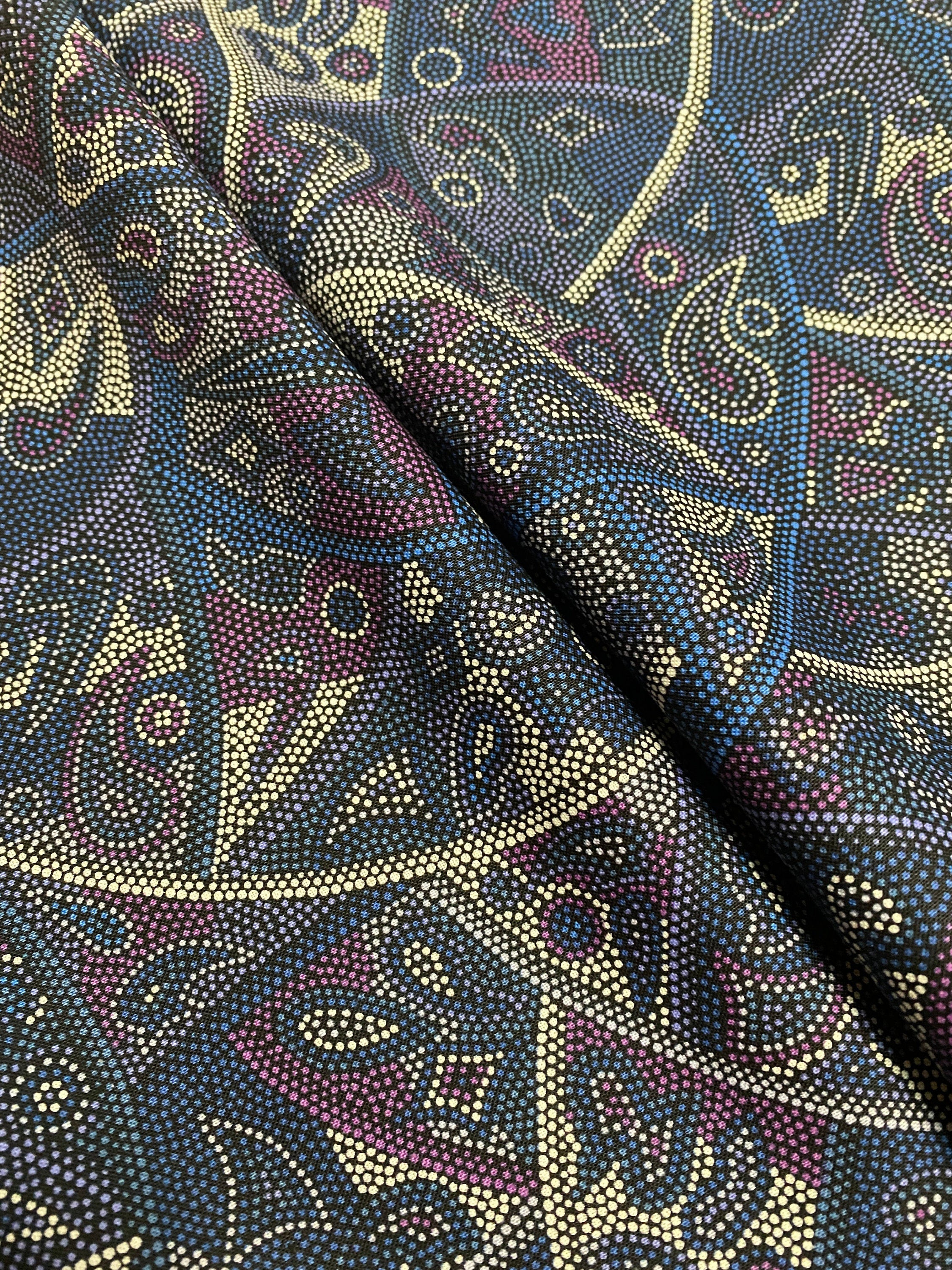 Australian Fabric - Looking Around in Purple by Greg Matthews - Aboriginal  - 100% Quality Cotton by M&S Textiles by Yard and Yardage