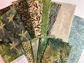 Batik Fabric - Bundle by Hoffman Fabrics Pattern 6-2023  - 100% Cotton Coordinated Yards 60”x70” DANCING PALMTREES with Free Pattern