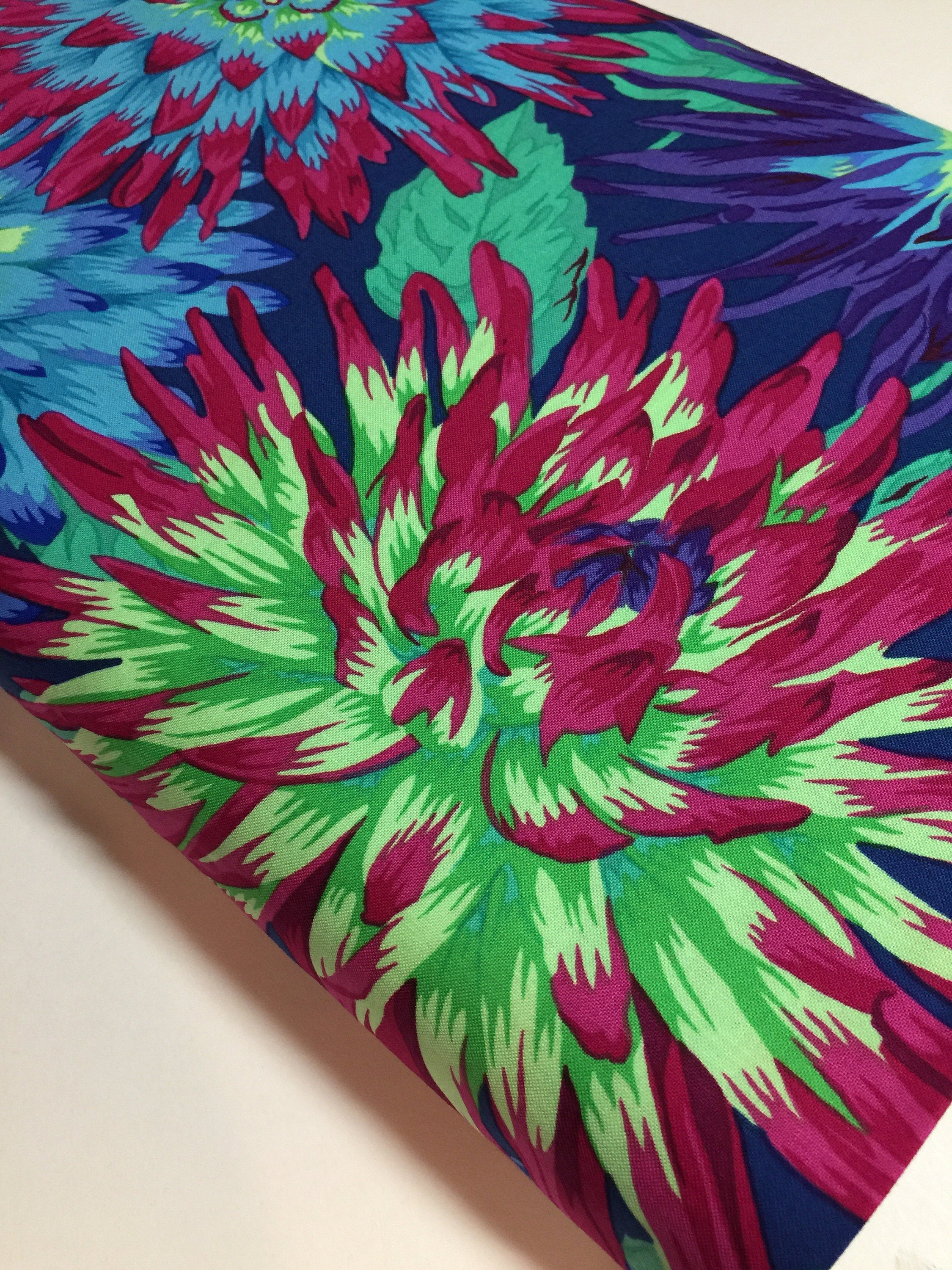 Kaffe Fassett Fabric Phillip Jacobs - Cactus Dahlia - PWPJ054.BLUEX Floral -100% Quality Cotton by the YARD