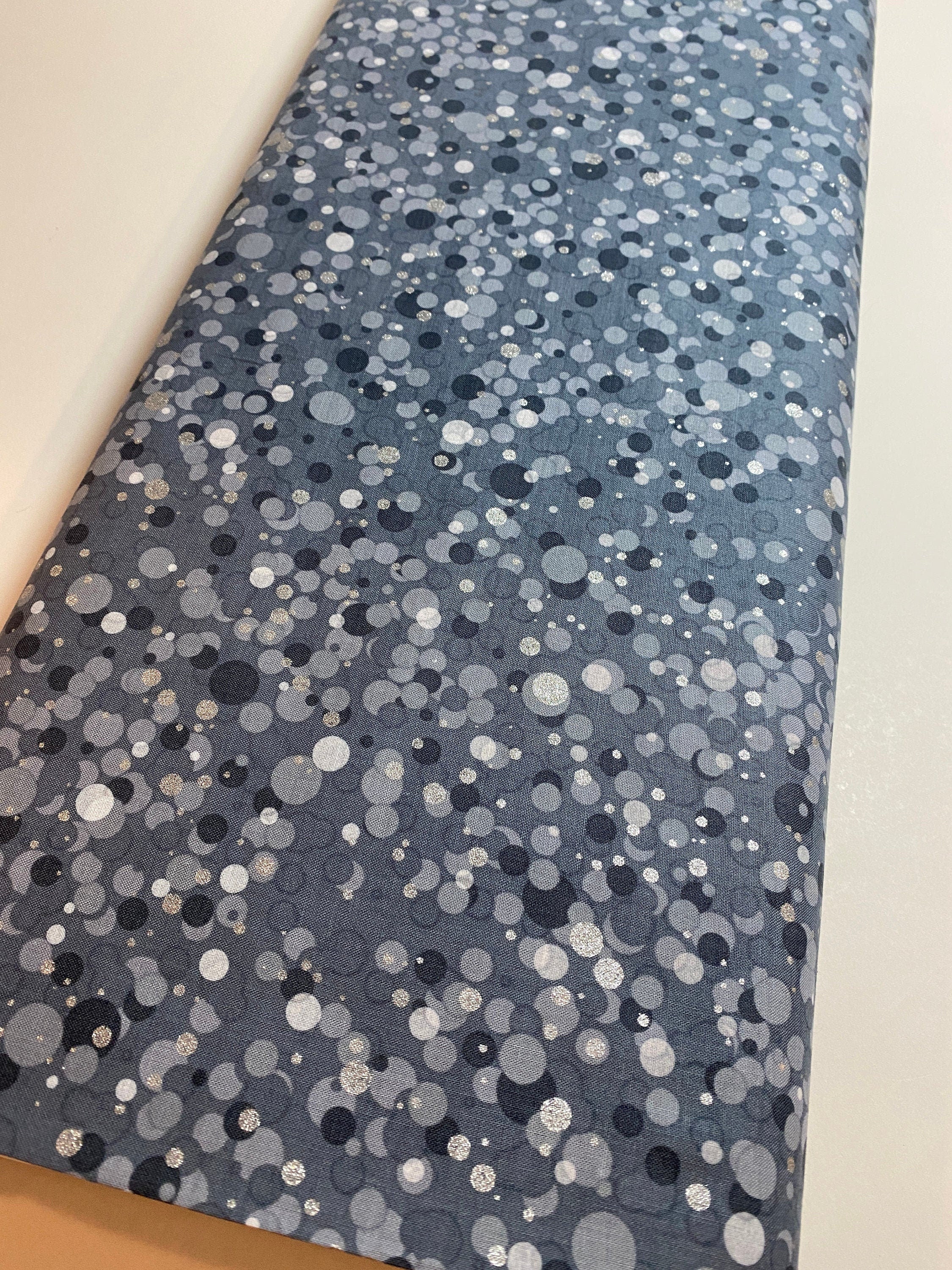 Winter Holiday Fabric -Circles Dots Storm/Silver  - 100% Quality Cotton by the Yard and Yardage Christmas