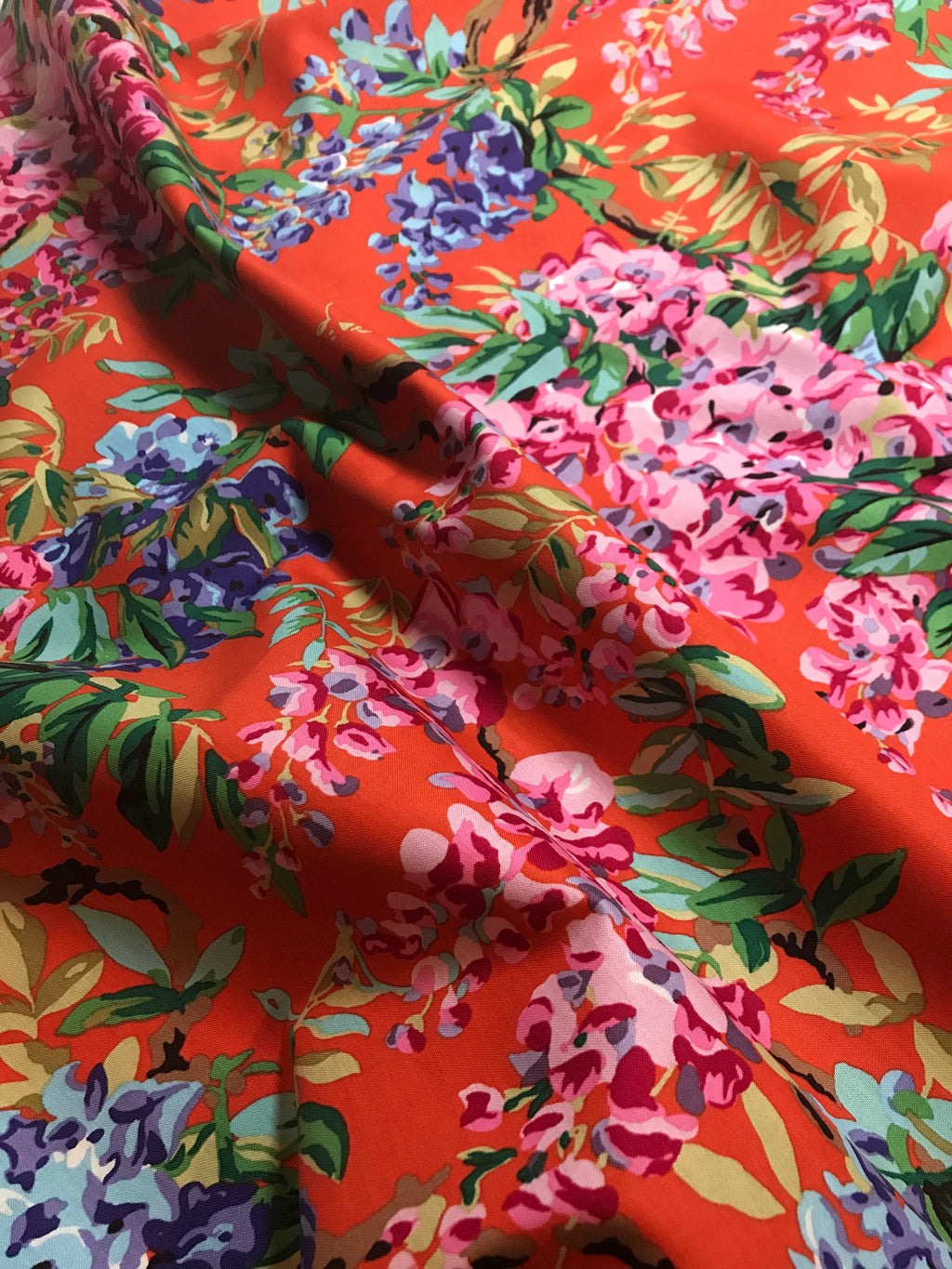 Kaffe Fassett Fabric - Wisteria in Red  PWPJ102 by Phillip Jacobs for FreeSpirit Fabrics - 100% Quality Cotton FreeSpirit by Yard and Yardage