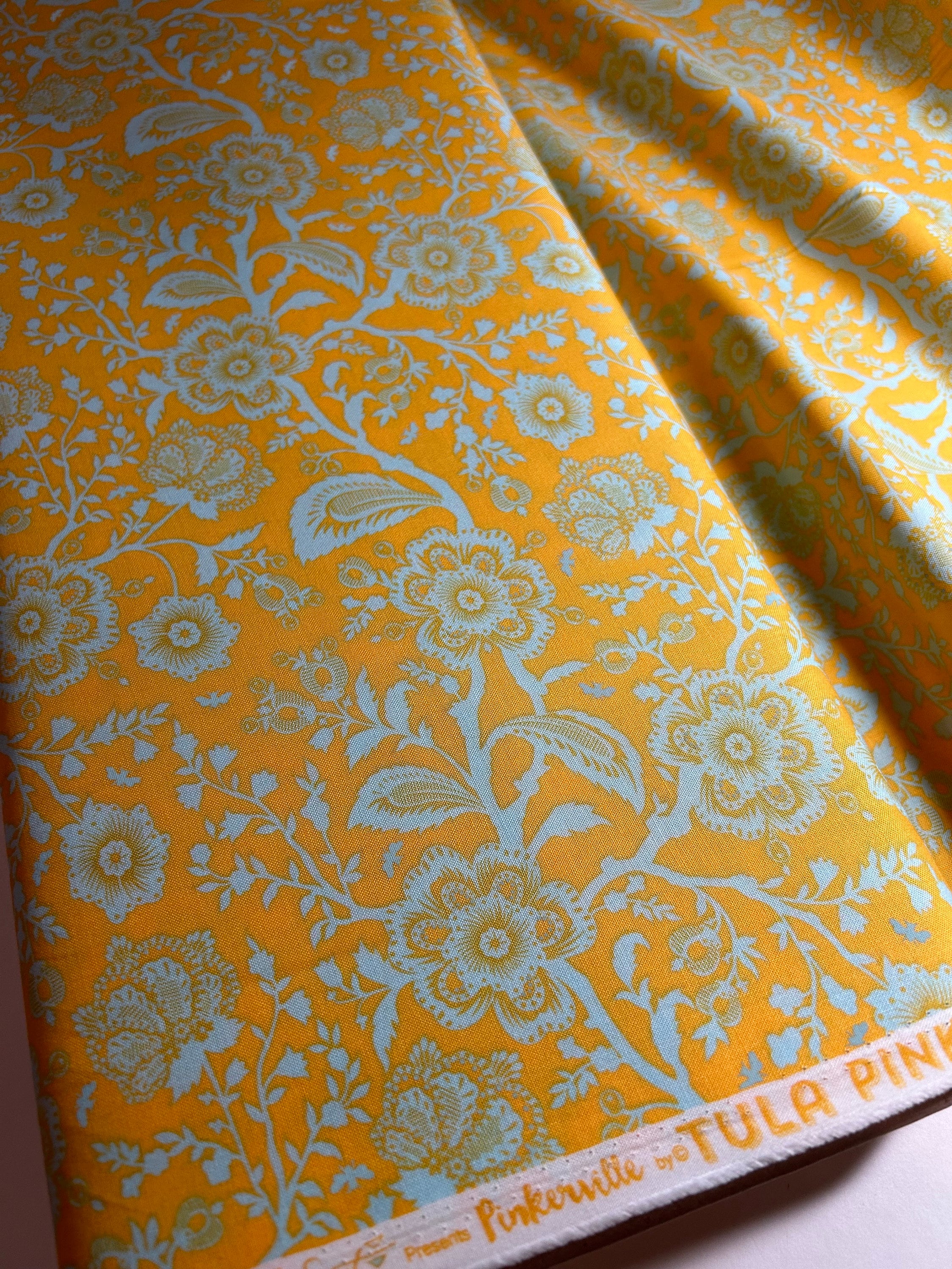 Tula Pink Fabric PINKERVILLE - Delight in Frolic Yellow PWTP132 -100% Quality Cotton by the Yard and Yardage
