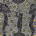 Australian Fabric - Dancing Spirit Black by Colleen Wallace -Aboriginal 100% Quality Cotton - M&S Textiles by FQ and Yardage