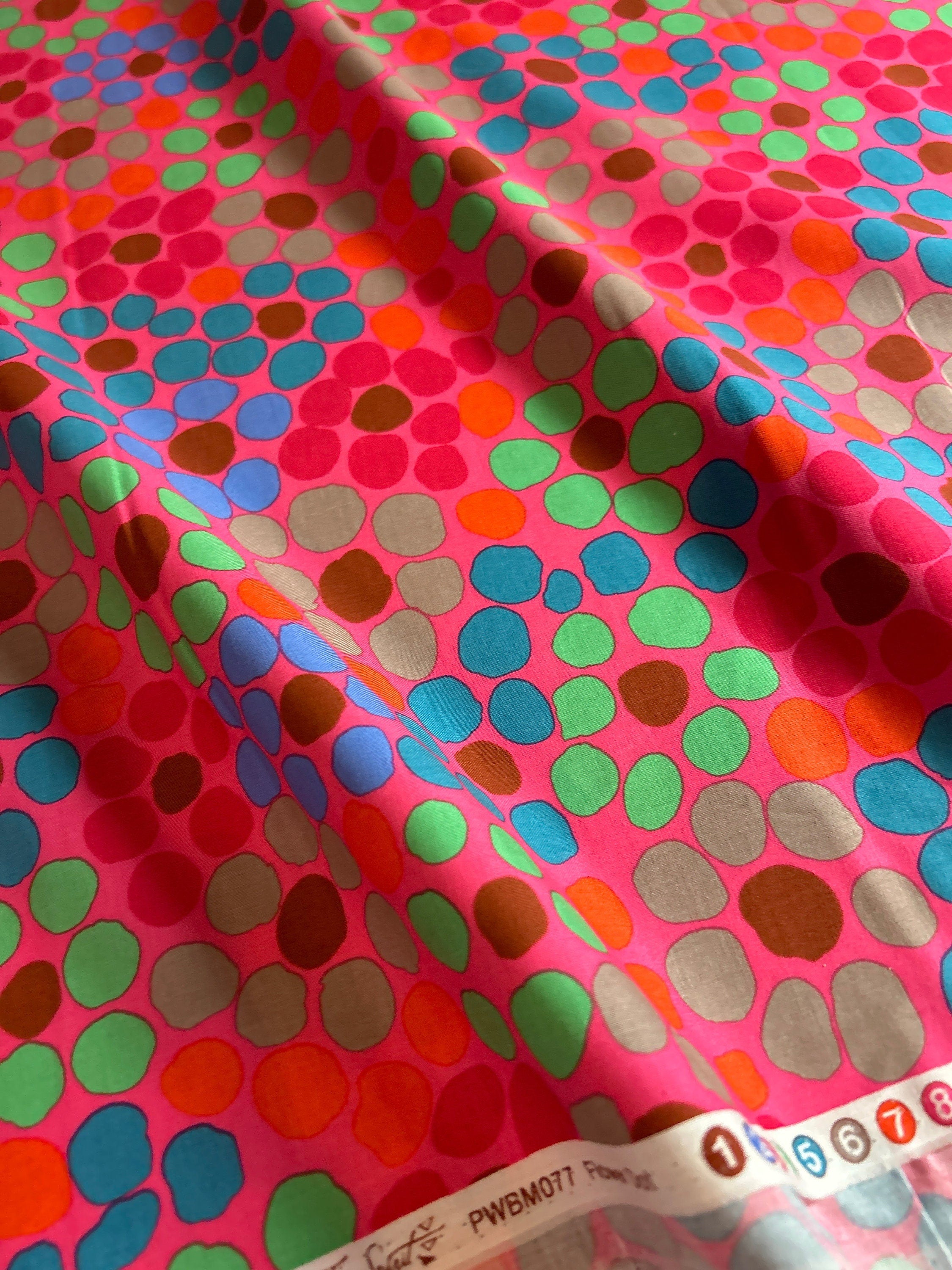 Kaffe Fassett Fabric-Flower Dot in Pink PWBM077.PINK Collective February 2022 by FreeSpirit - 100%  Quality Cotton by Yard and Yardage