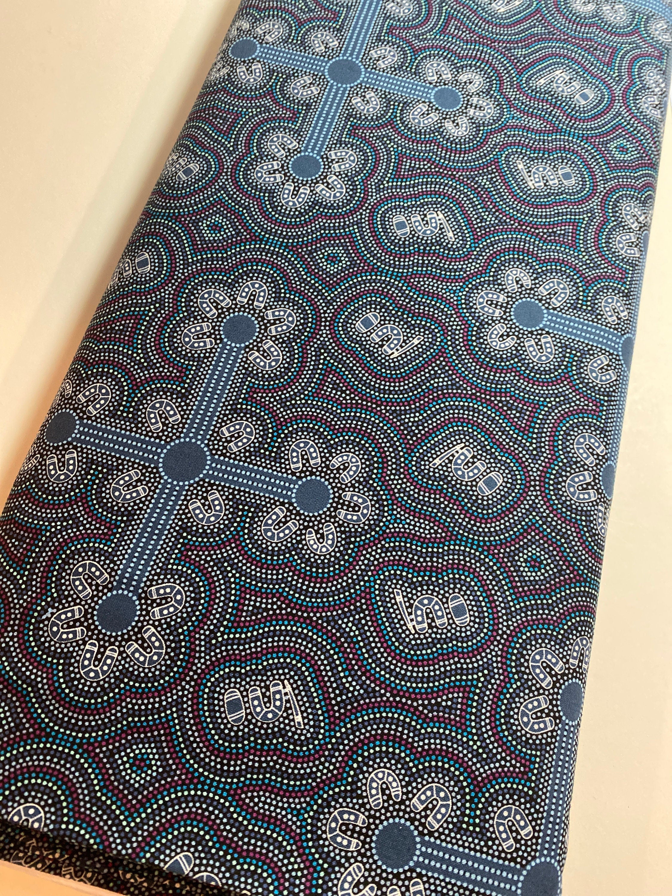 Australian Fabric - Ladies Dancing At Ceremony in Purple by Margaret Wallace - Aboriginal 100% Cotton by M&S Textiles By Yard and Yardage