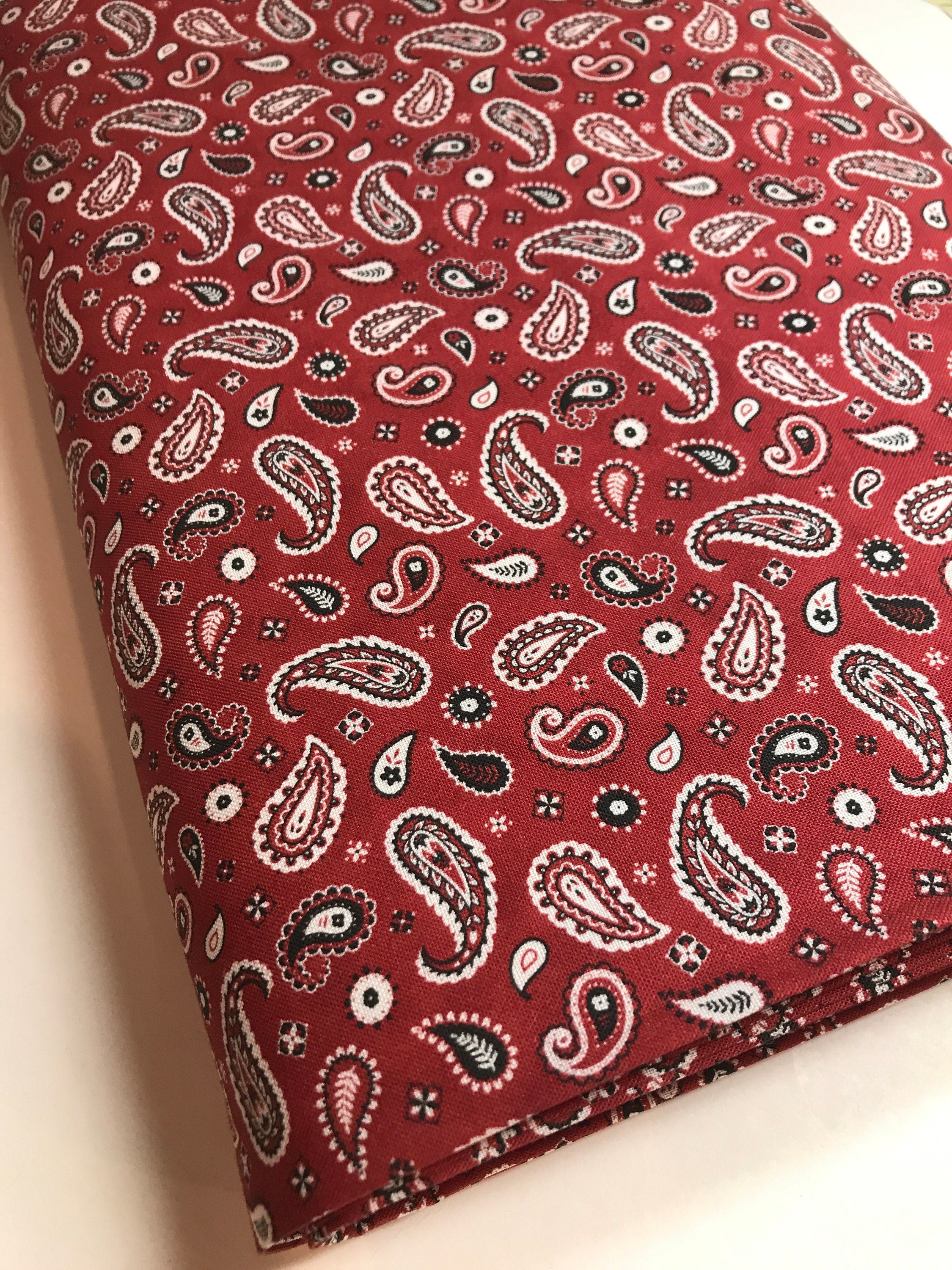 Cowgirl Spirit Fabric - Bandana Paisley - Dark Red by Oasis Western Country West  -100% Quality Cotton - by Yd and Yardage