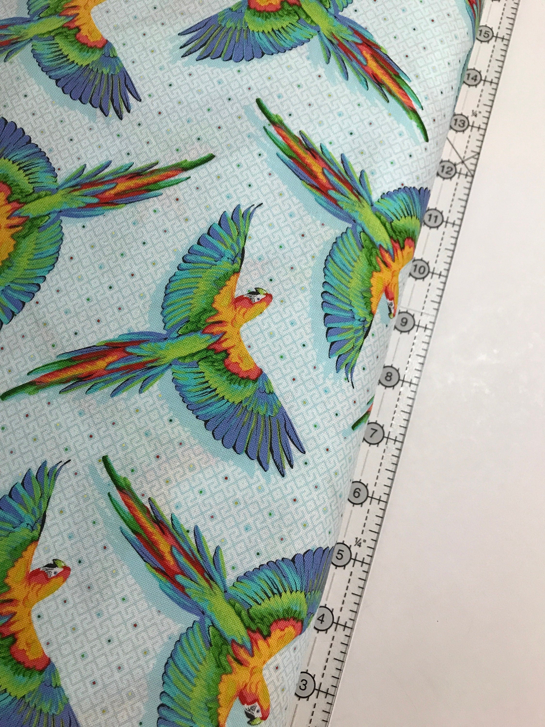 Tula Pink Fabric DAYDREAMER PWTP170 Macaw Ya Later in Cloud Tula Pink Fabric - FreeSpirit - 100% Quality Cotton by 1/2 Yd and Yardage
