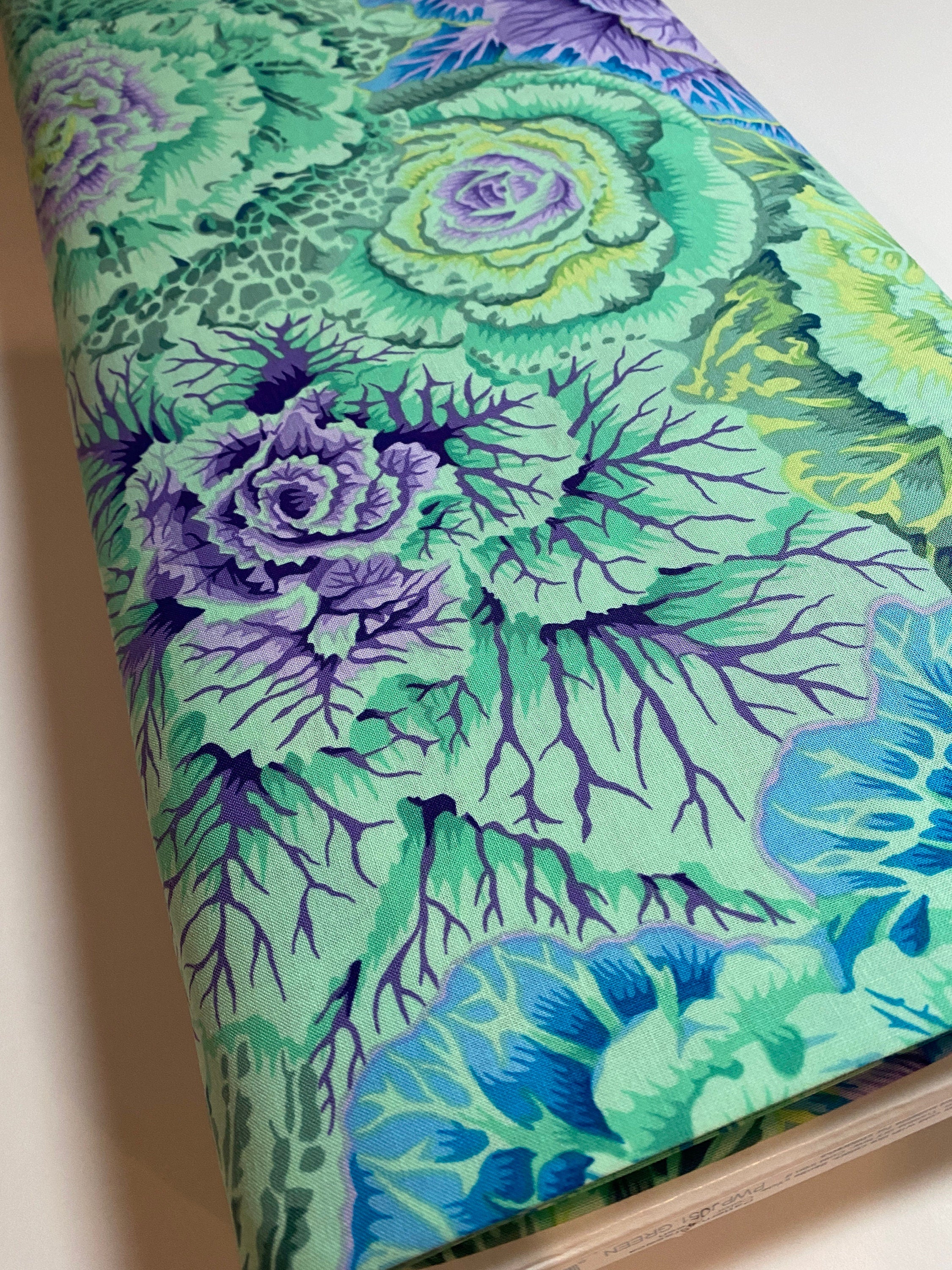 Kaffe Fassett Fabric - PWP J051  BRASSICA in GREEN - Collective is Phillip Jacobs-  - 100% Quality Cotton - Fat 1/4, 1/2 Yard, Yard and Yardage
