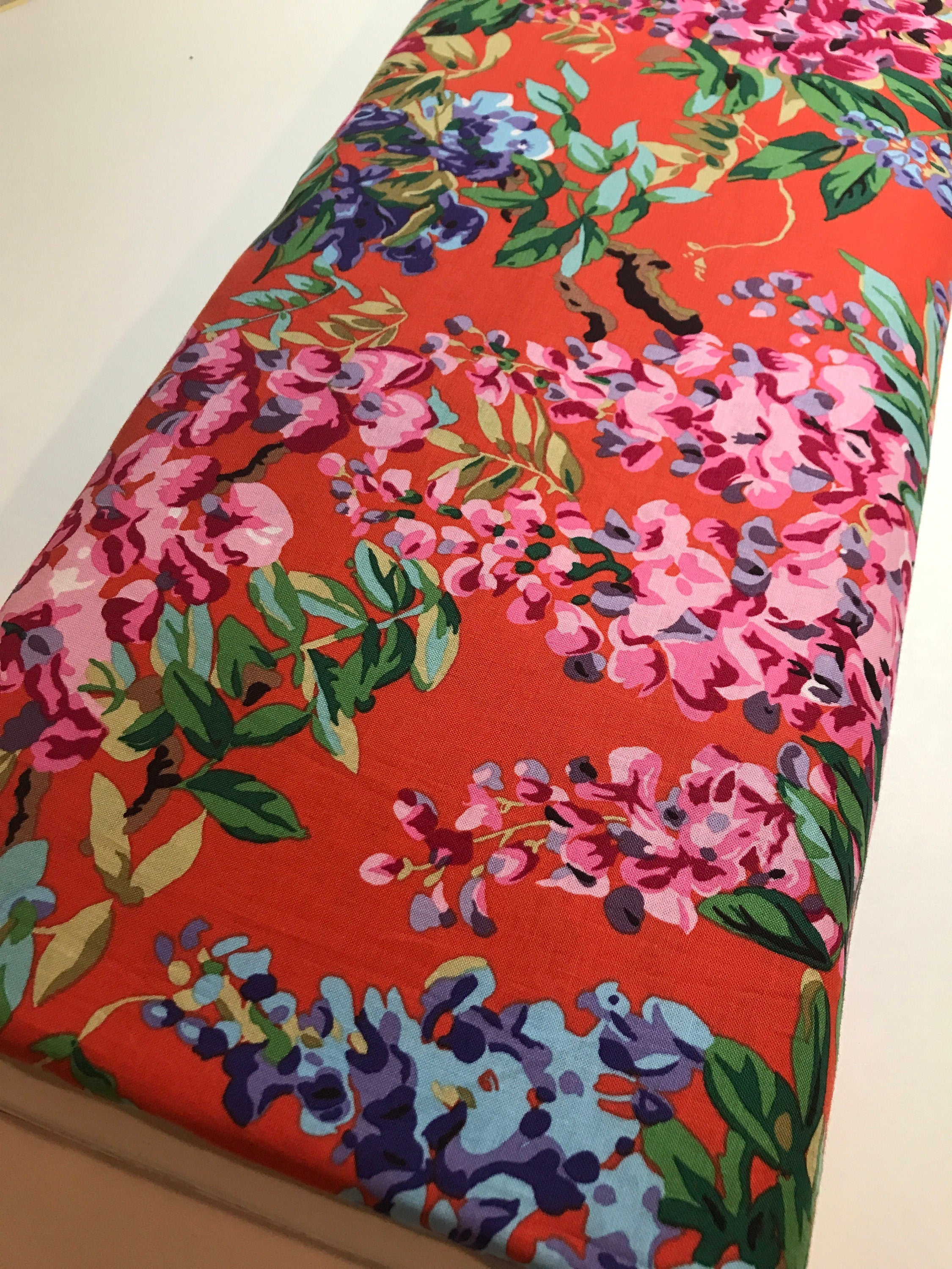 Kaffe Fassett Fabric - Wisteria in Red  PWPJ102 by Phillip Jacobs for FreeSpirit Fabrics - 100% Quality Cotton FreeSpirit by Yard and Yardage