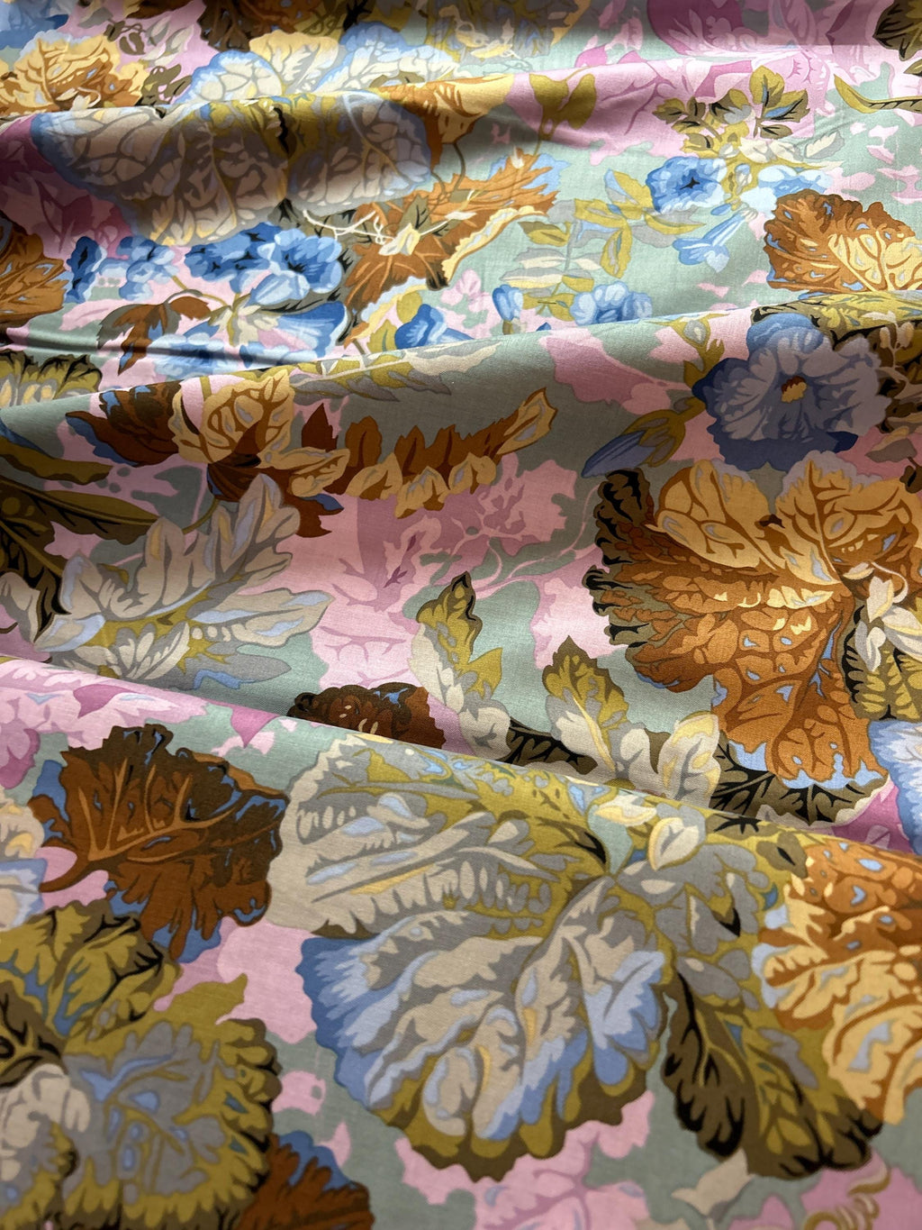 Kaffe Fassett Collective Fabric -  Flower Grandiose PWPJ013.TAUPE -  100 % Quality Cotton by 1/2 Yd and YARDAGE