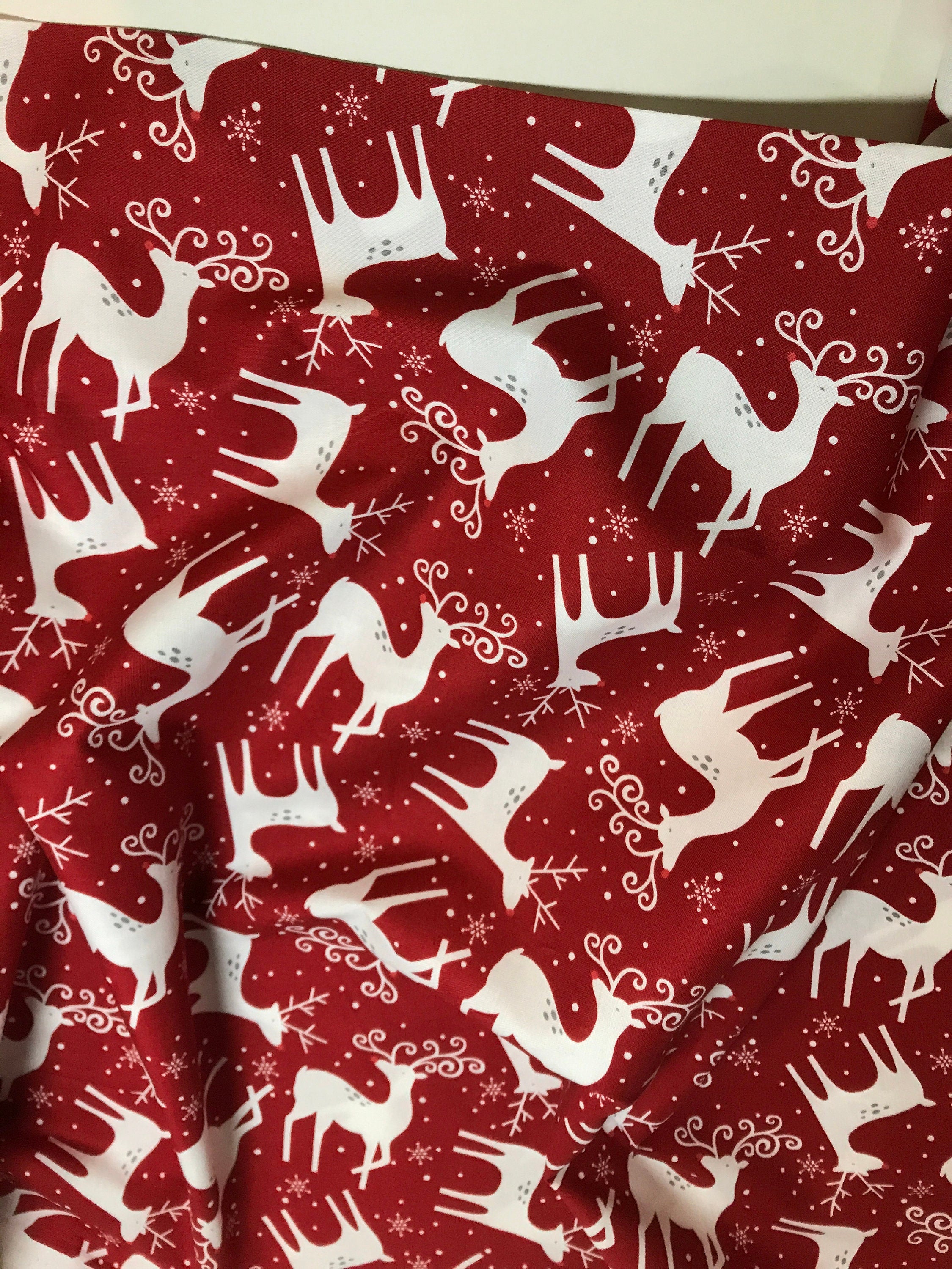 Christmas Holiday Fabric - Reindeer In Color 319 - by the Yd and Yardage
