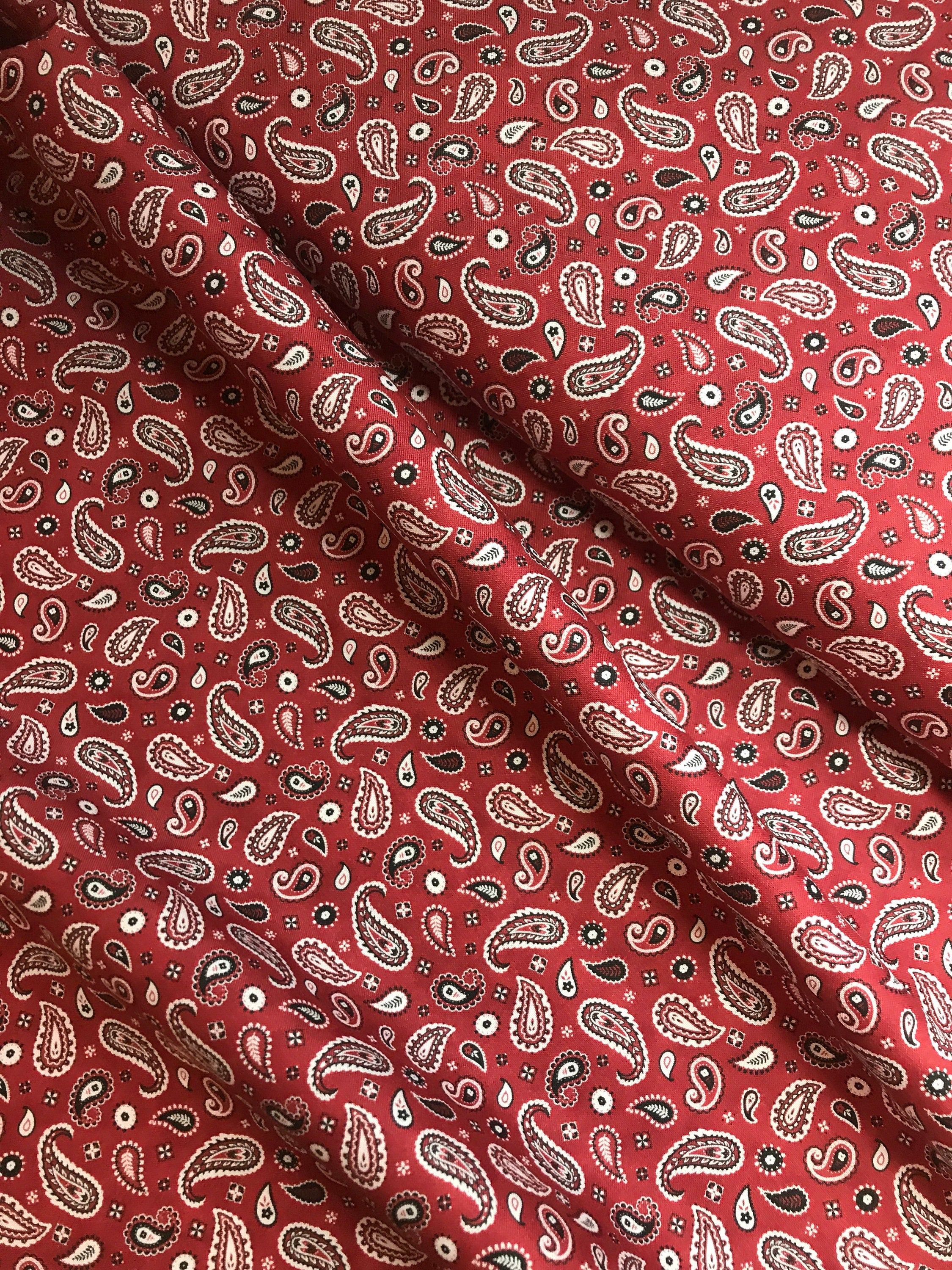 Cowgirl Spirit Fabric - Bandana Paisley - Dark Red by Oasis Western Country West  -100% Quality Cotton - by Yd and Yardage