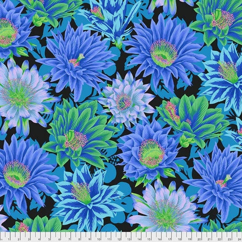 Kaffe Fassett Fabric- Cactus Flower PWPJ096.COOL Spring Collective 2021 by FreeSpirit - 100%  Quality Cotton - by Yd and YARDAGE