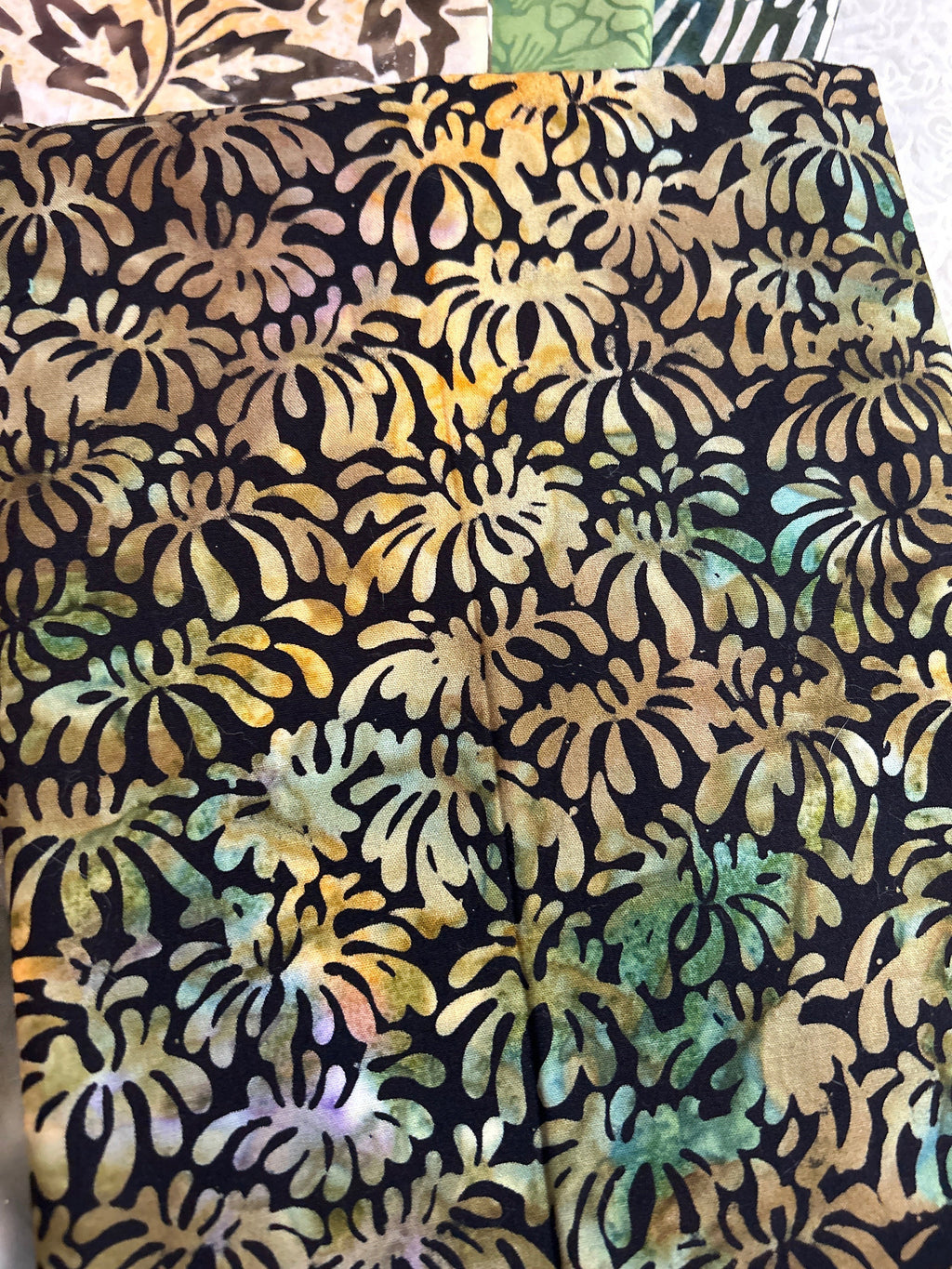 Batik Fabric - Bundle by Hoffman Fabrics Pattern 6-2023  - 100% Cotton Coordinated Yards 60”x70” DANCING PALMTREES with Free Pattern