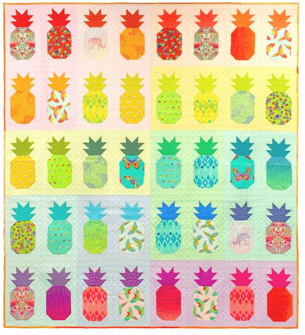TULA FAN SALE!  Daydreamer Pining for You Tula Pink Fabric - Pineapple Hawaiian -100% Quality Cotton 73 1/2 x 77 Quilt Kit W/Backing Fabric Included