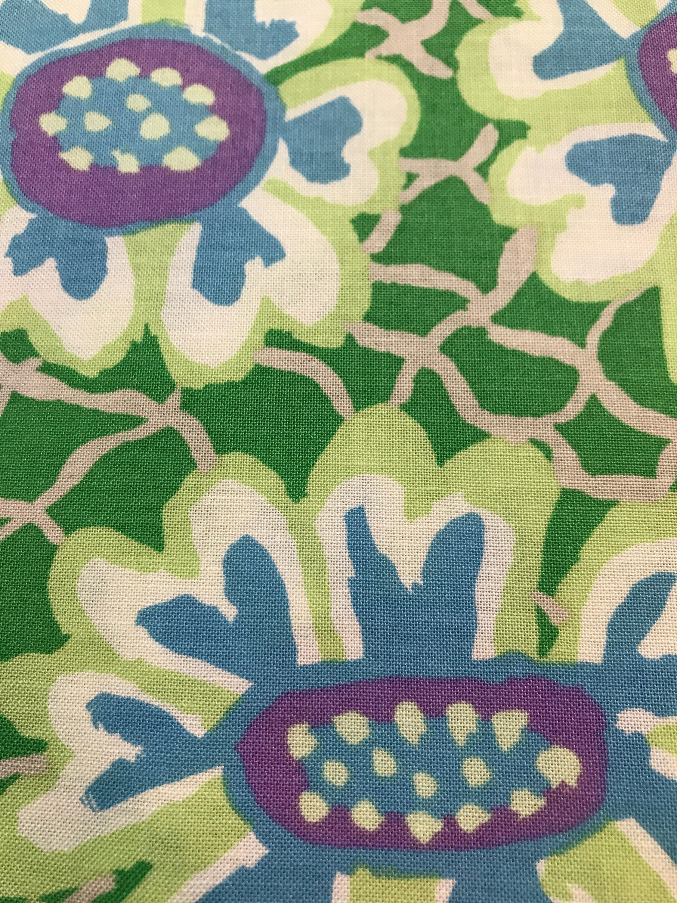 Kaffe Fassett Fabric- Flower Net in GREEN - Fall Collective 2021 by FreeSpirit - 100%  Quality Cotton - Remanant  1/2 Yard