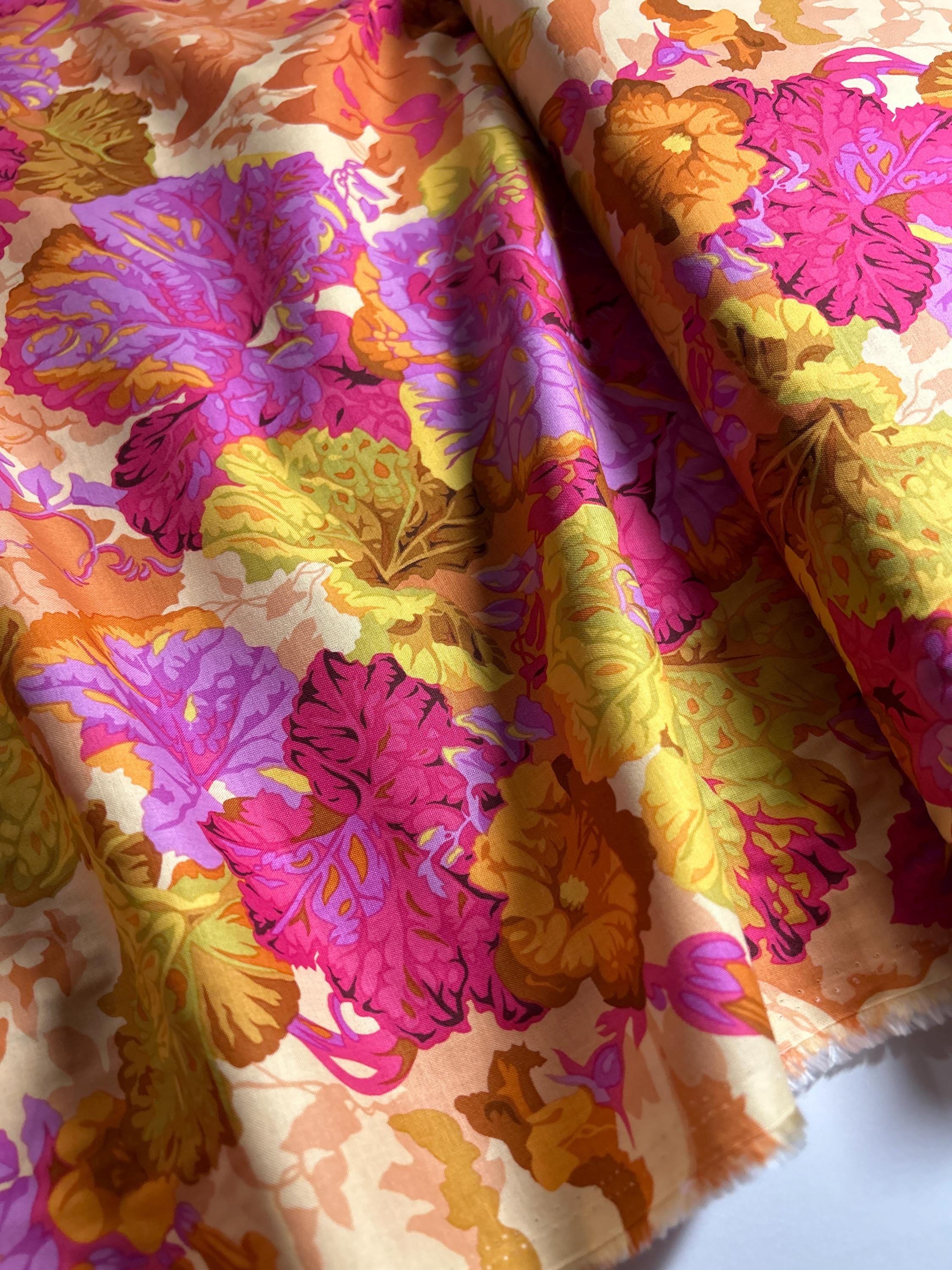 Kaffe Fassett Collective Fabric -  Flower Grandiose PWPJ013.OCHRE - 100% Quality Cotton by Yd and YARDAGE