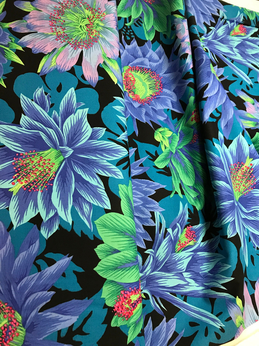 Kaffe Fassett Fabric- Cactus Flower PWPJ096.COOL Spring Collective 2021 by FreeSpirit - 100%  Quality Cotton - by Yd and YARDAGE