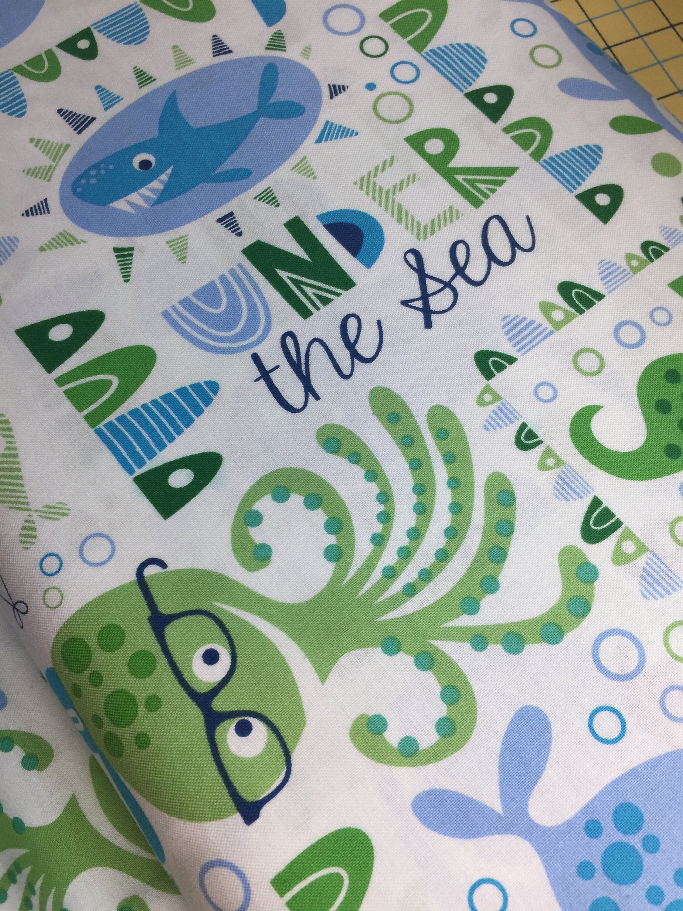 Whale Fabric - Whale Shark Beach for Kids Deborah Edwards - Northcott Pattern 21271  - 100% Quality Cotton by 1/2 Yd and Yardage