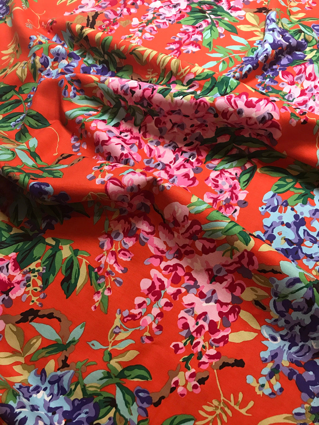 Kaffe Fassett Fabric - Wisteria in Red  PWPJ102 by Phillip Jacobs for FreeSpirit Fabrics - 100% Quality Cotton FreeSpirit by Yard and Yardage