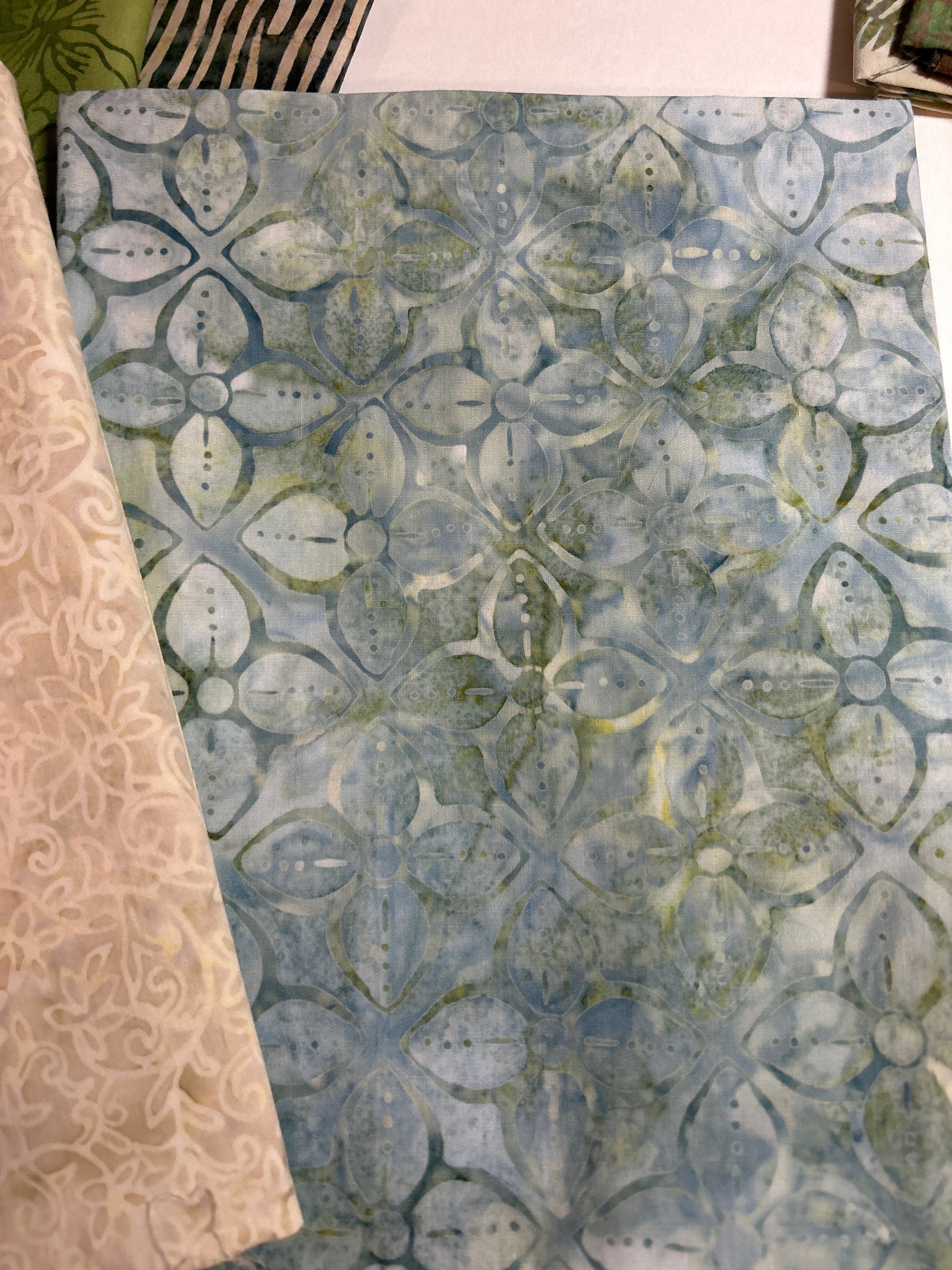 Batik Fabric - Bundle by Hoffman Fabrics Pattern 6-2023  - 100% Cotton Coordinated Yards 60”x70” DANCING PALMTREES with Free Pattern