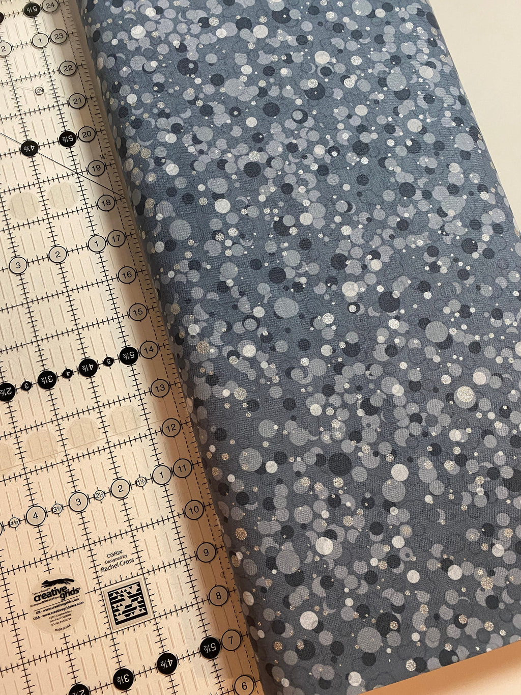 Winter Holiday Fabric -Circles Dots Storm/Silver  - 100% Quality Cotton by the Yard and Yardage Christmas