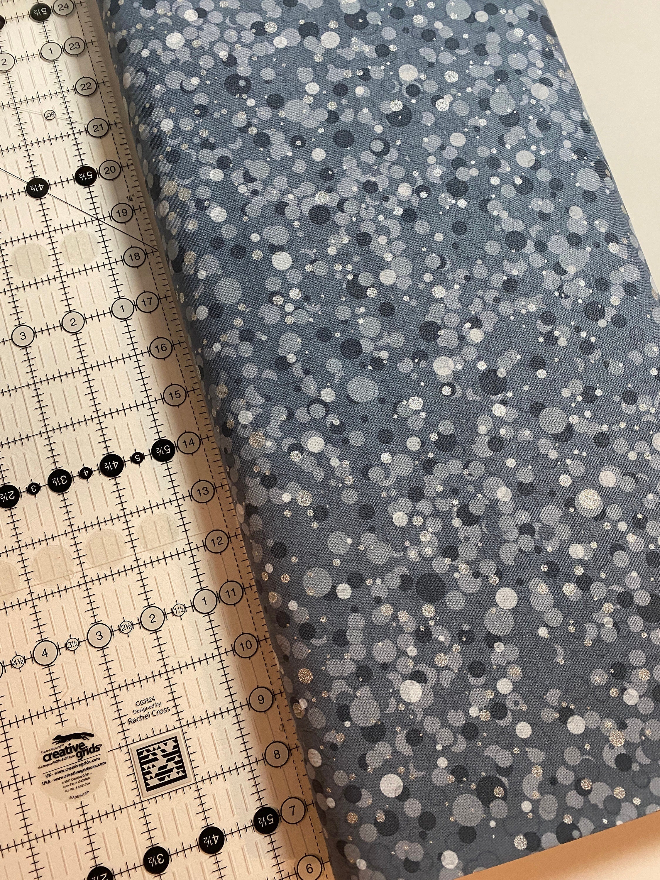 Winter Holiday Fabric -Circles Dots Storm/Silver  - 100% Quality Cotton by the Yard and Yardage Christmas