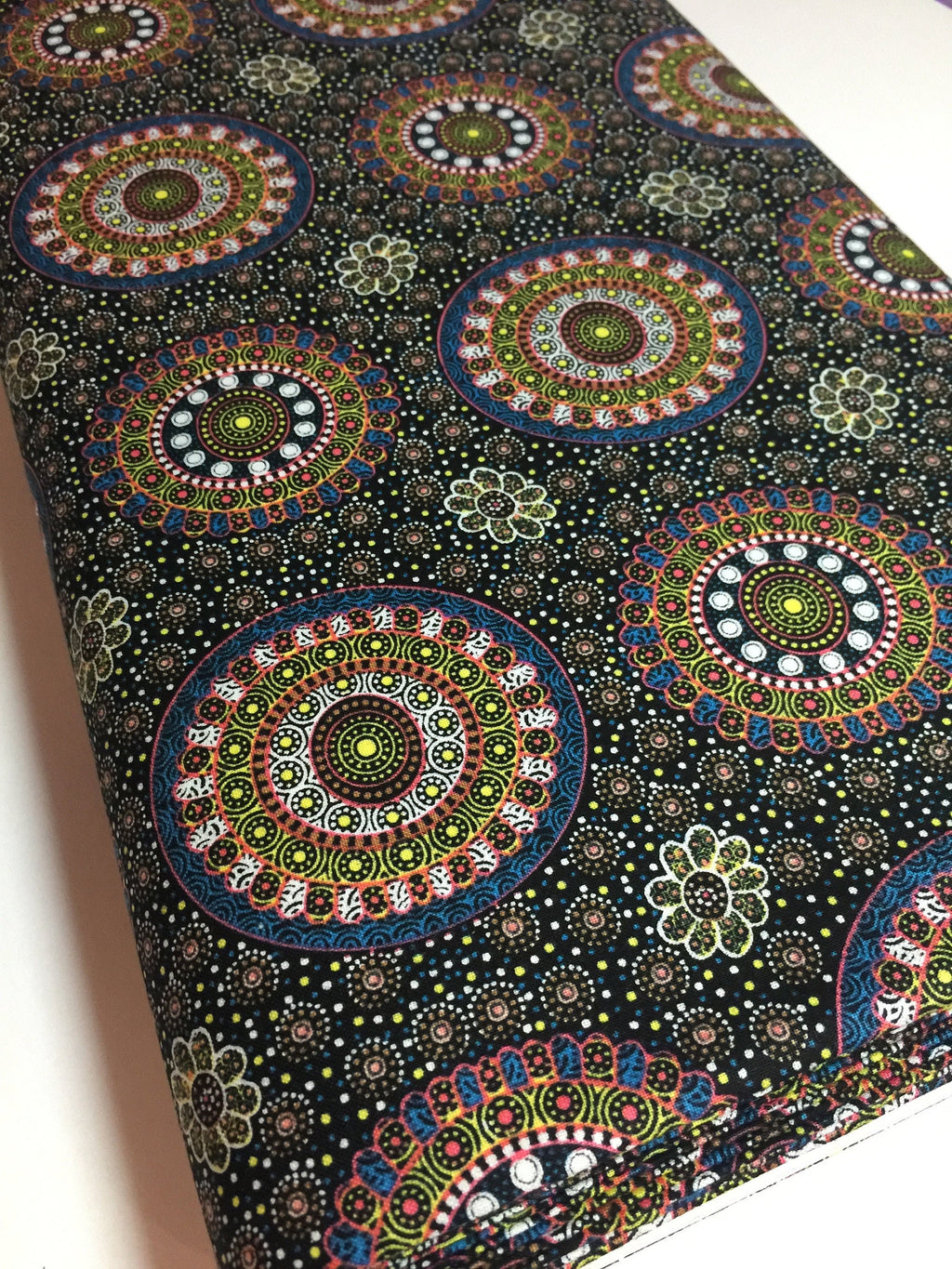 Australian Fabric - Alura Seed Dreaming in Yellow by M & S - Aboriginal Ethnic Tribal - 100% Quality Cotton - by the Yard or Yardage