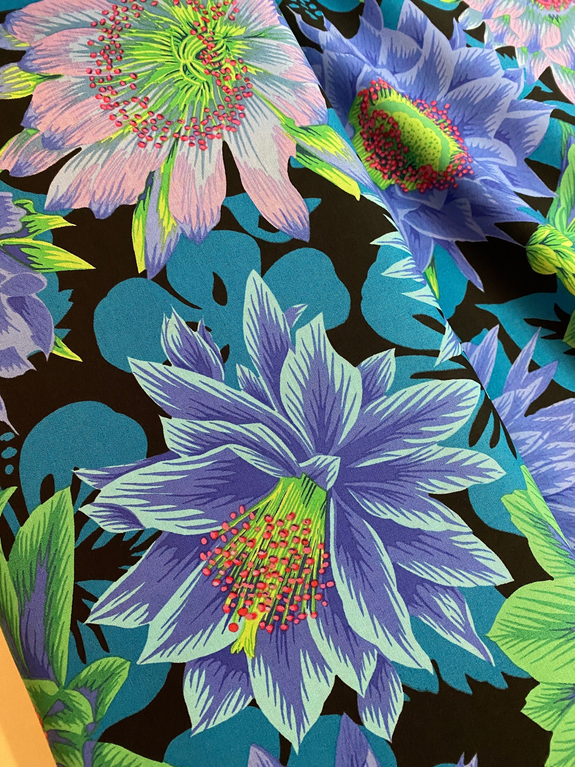 Kaffe Fassett Fabric- Cactus Flower PWPJ096.COOL Spring Collective 2021 by FreeSpirit - 100%  Quality Cotton - by Yd and YARDAGE