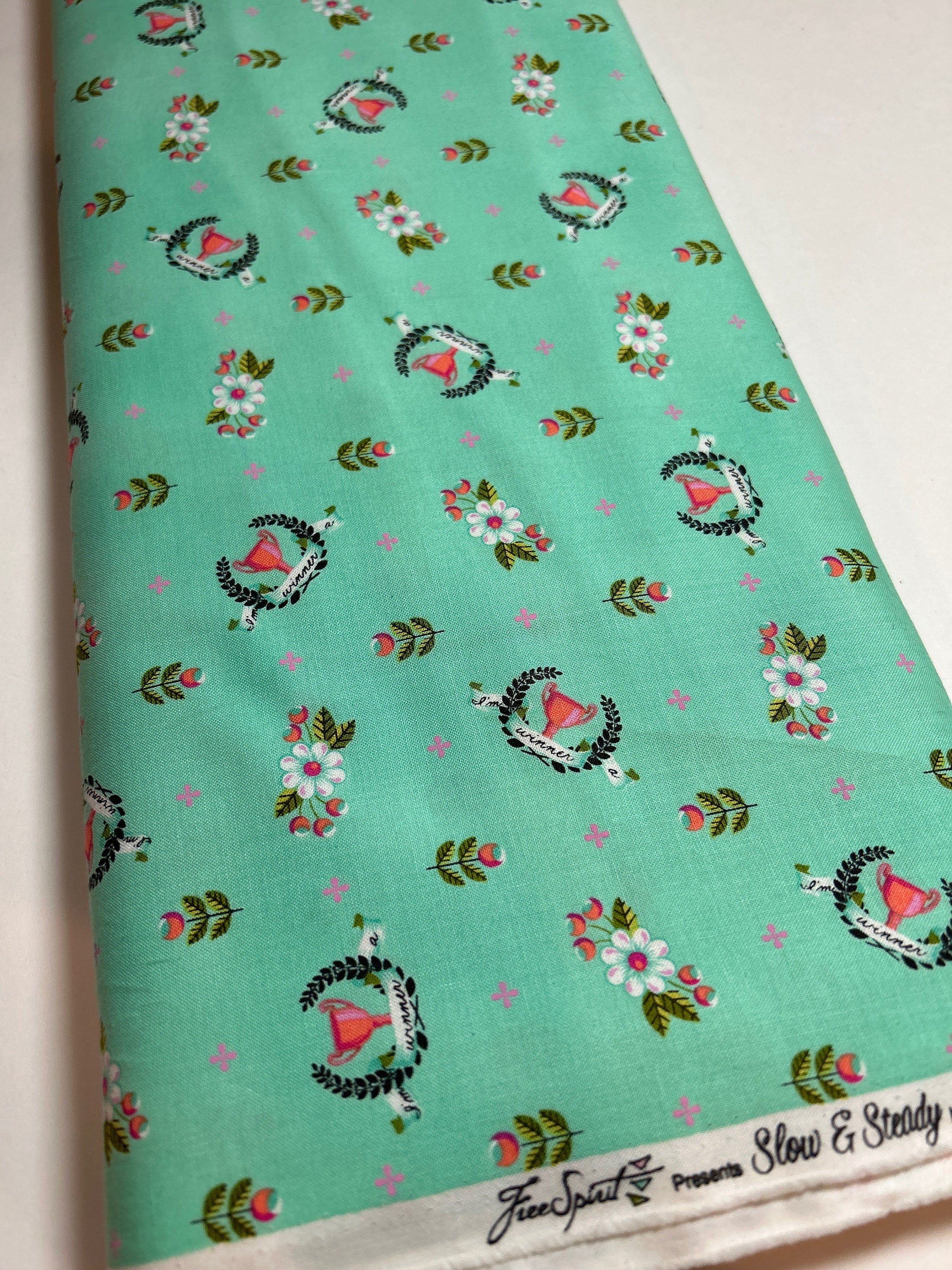 Tula Pink Fabric Slow and Steady - Winners Circle in Strawberry Kiwi- PWTP 089  -100% Quality Cotton by Yard up to Yardage - Rare and OOP