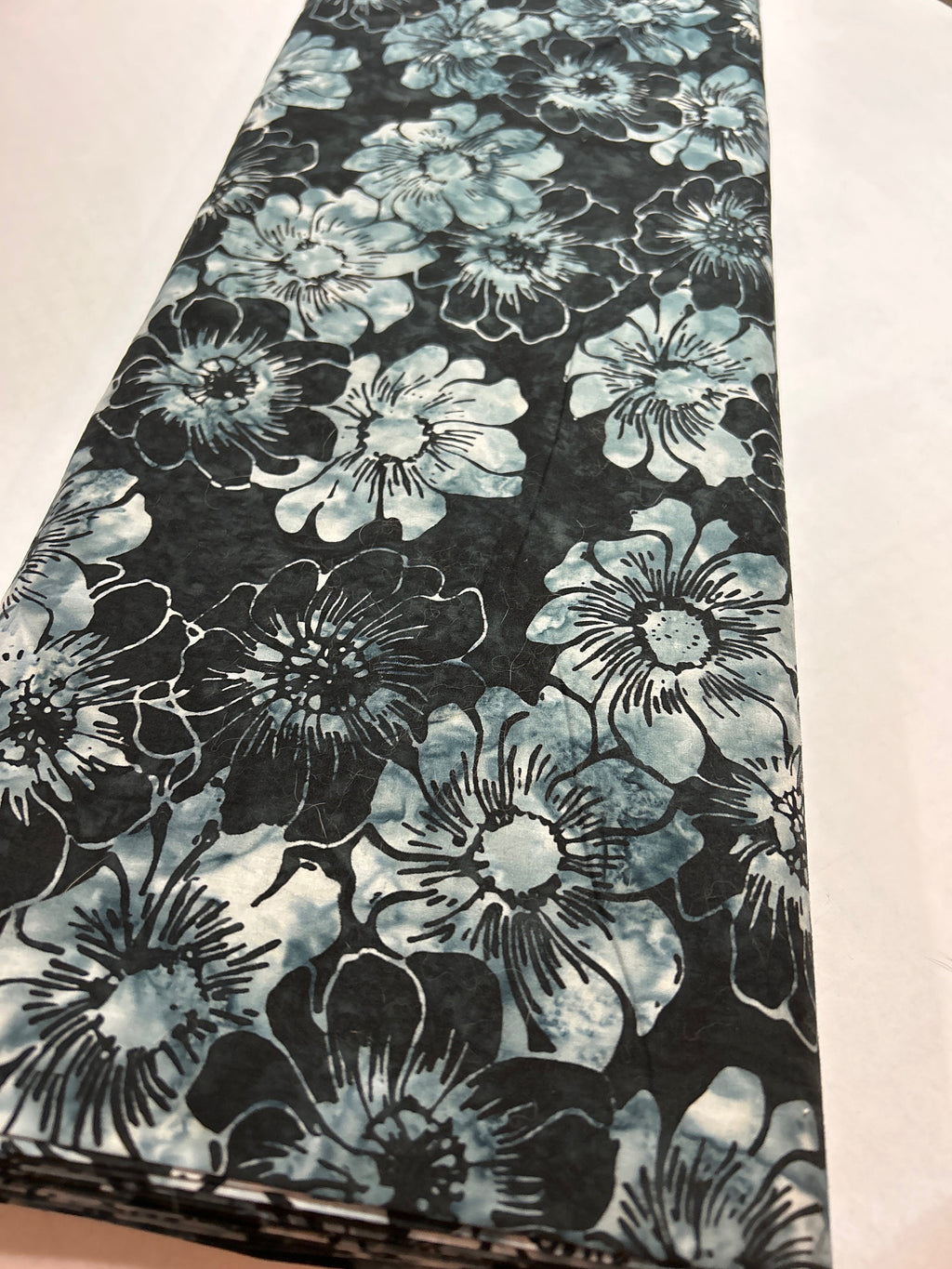 Batik Fabric - Hoffman Fabrics Color 537 Blacklight Floral - 100% Quality Cotton by 1/4 Yd and YARDAGE