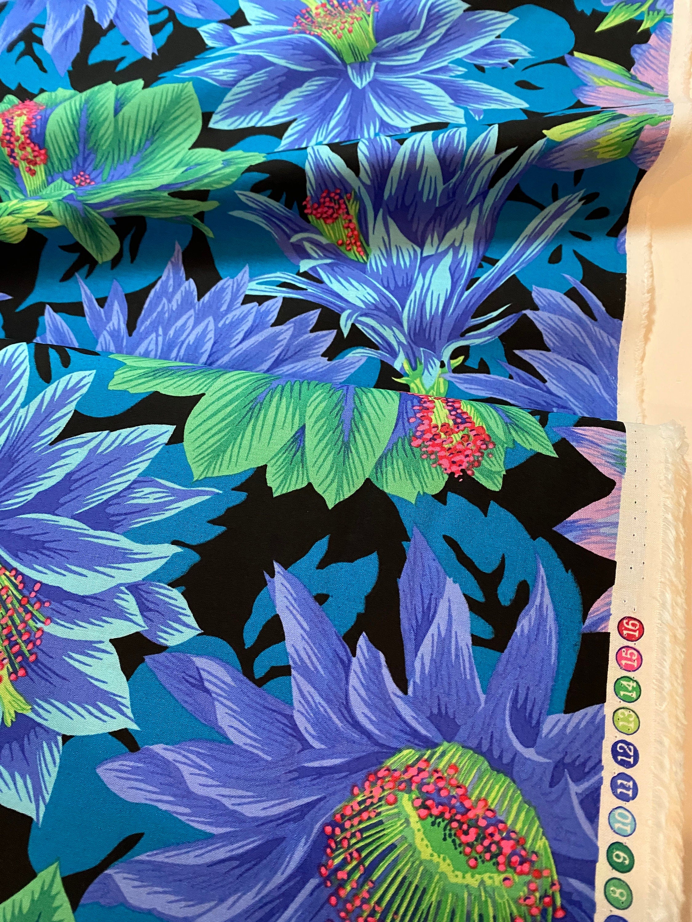 Kaffe Fassett Fabric- Cactus Flower PWPJ096.COOL Spring Collective 2021 by FreeSpirit - 100%  Quality Cotton - by Yd and YARDAGE