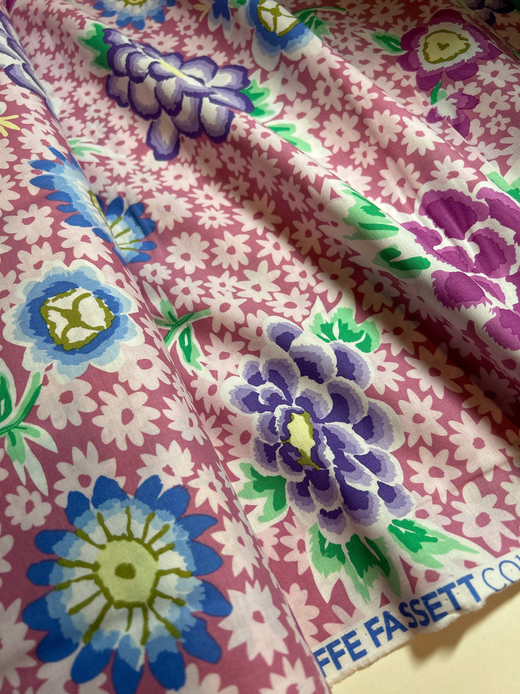 Kaffe Fassett Fabric  - Charlotte Flower in Pastel  PWGP186.PASTEL - 100% High Quality Cotton -By the 1/2 Yard and Yardage