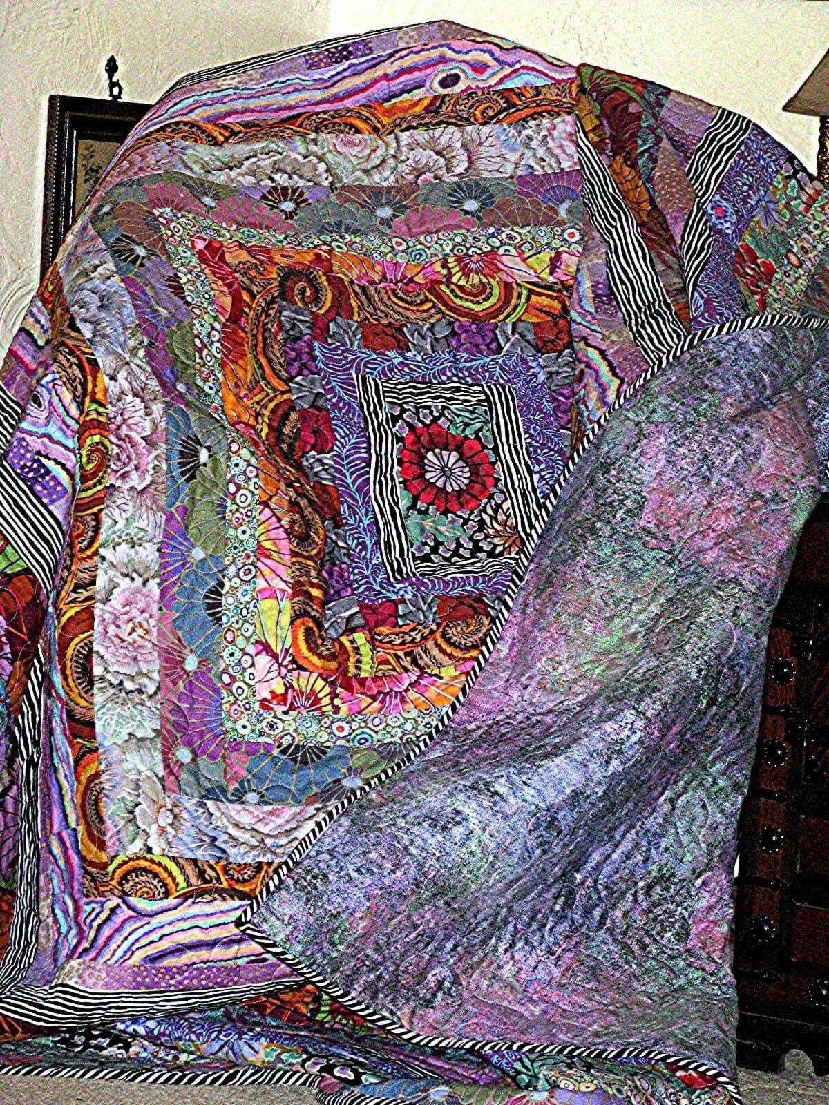 Kaffe Fassett Fabric - Quilt Kit Kaffe Fassett Stone Log Cabin 78"x82" - 100% Cotton Rare OOP