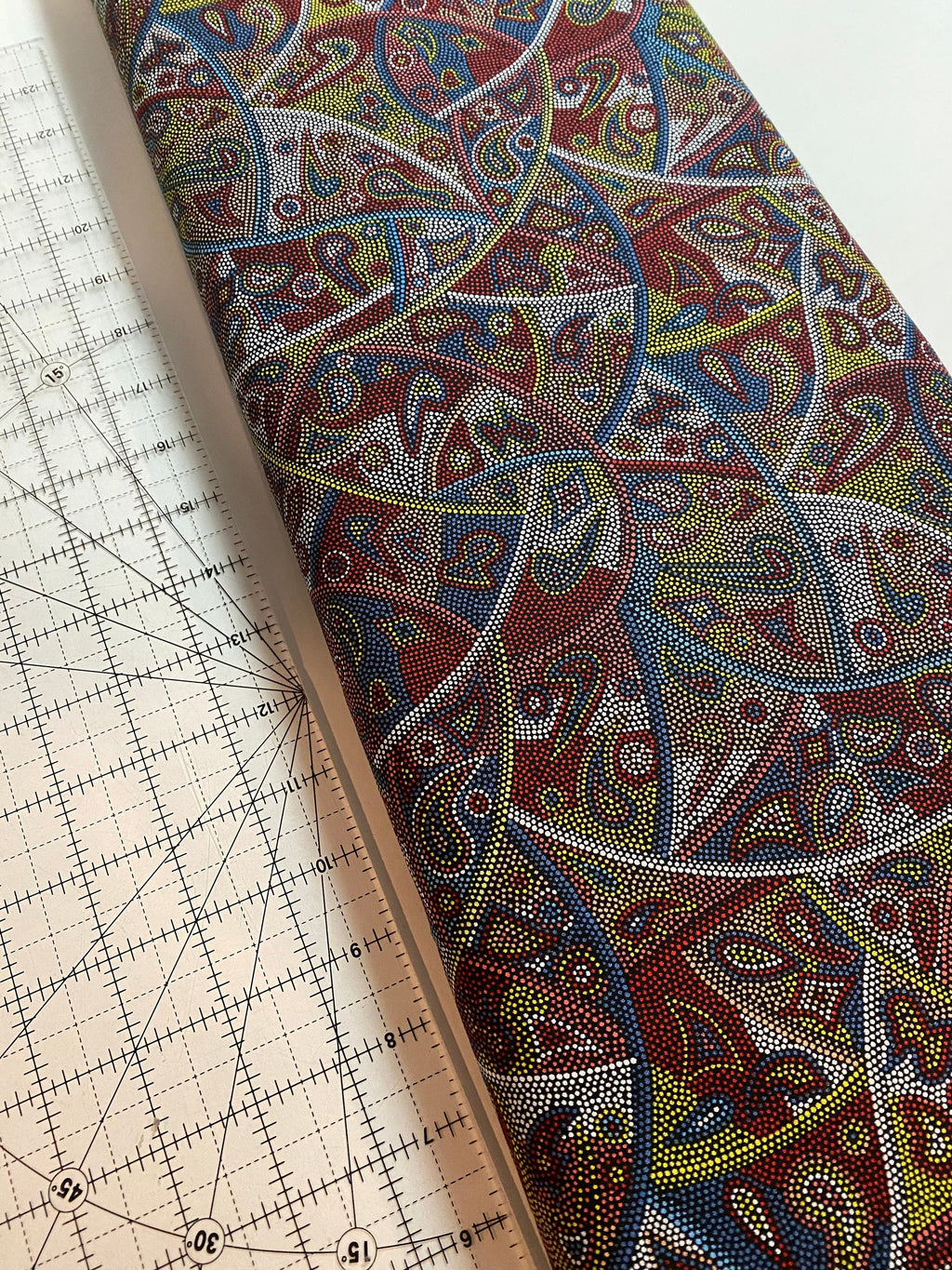 Australian Fabric - Looking Around in Red by Greg Matthews - Aboriginal Ethnic 100% Quality Cotton by M&S Textiles by Yard and Yardage