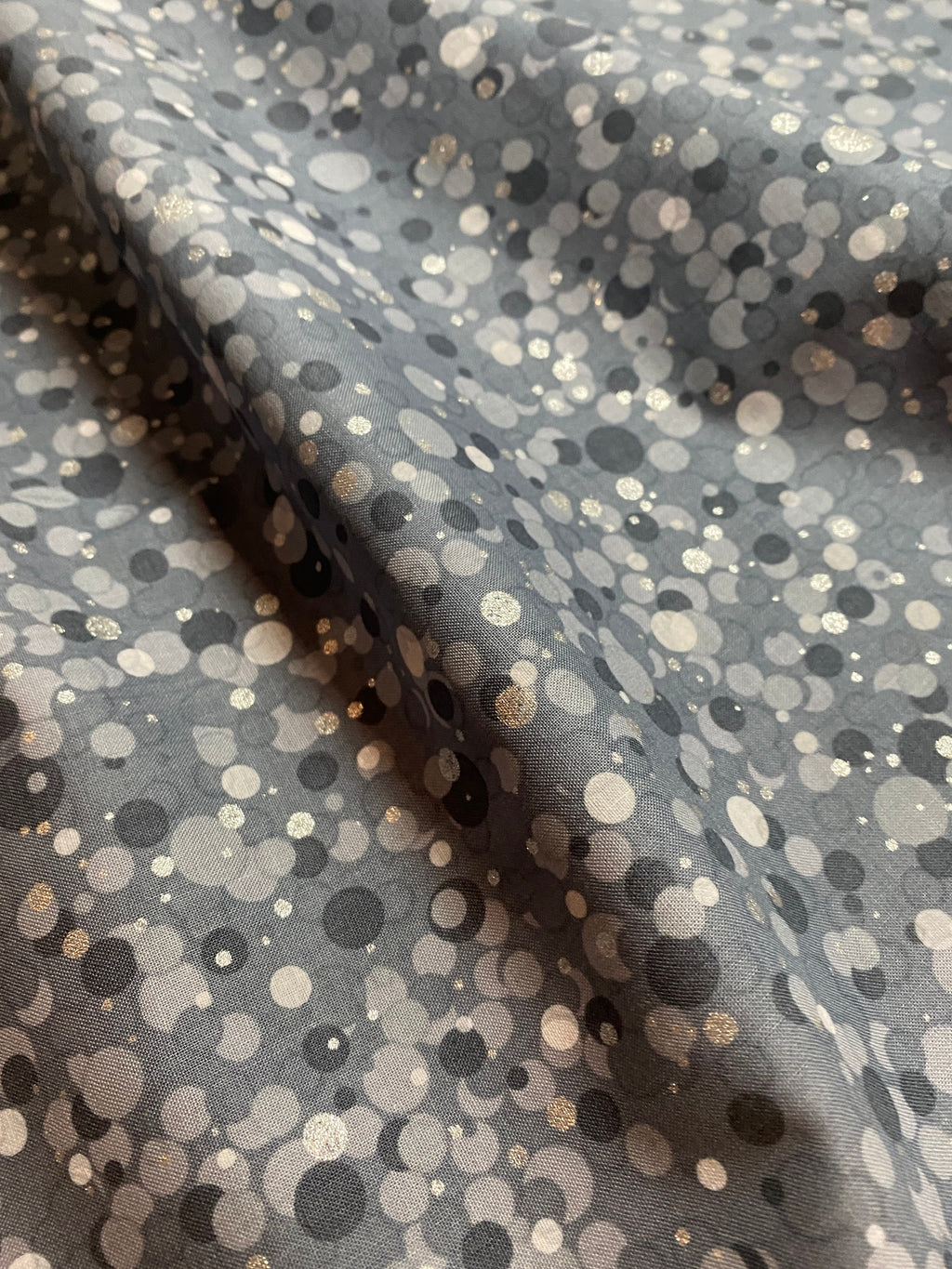 Winter Holiday Fabric -Circles Dots Storm/Silver  - 100% Quality Cotton by the Yard and Yardage Christmas