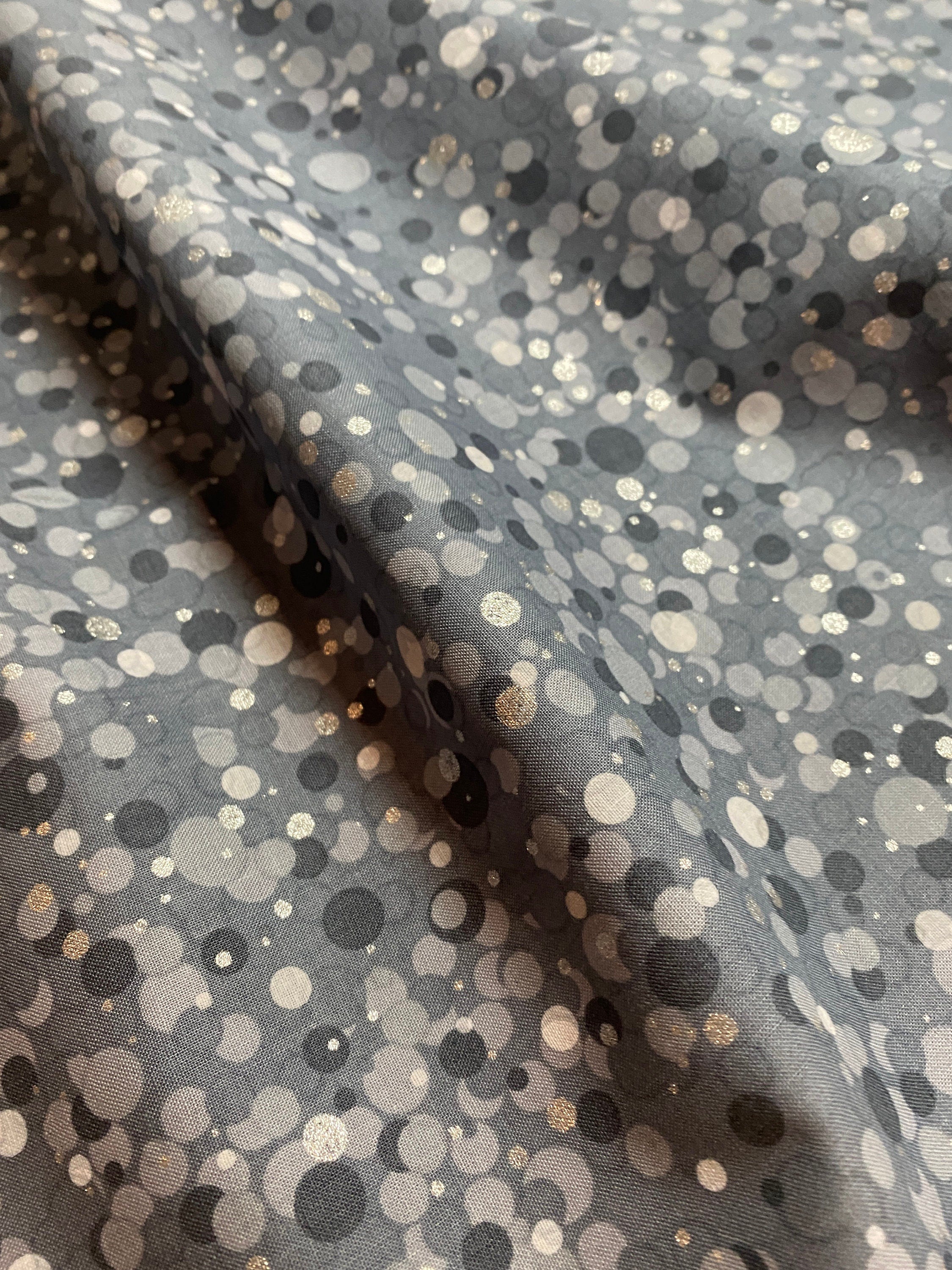 Winter Holiday Fabric -Circles Dots Storm/Silver  - 100% Quality Cotton by the Yard and Yardage Christmas