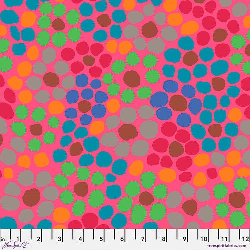 Kaffe Fassett Fabric-Flower Dot in Pink PWBM077.PINK Collective February 2022 by FreeSpirit - 100%  Quality Cotton by Yard and Yardage