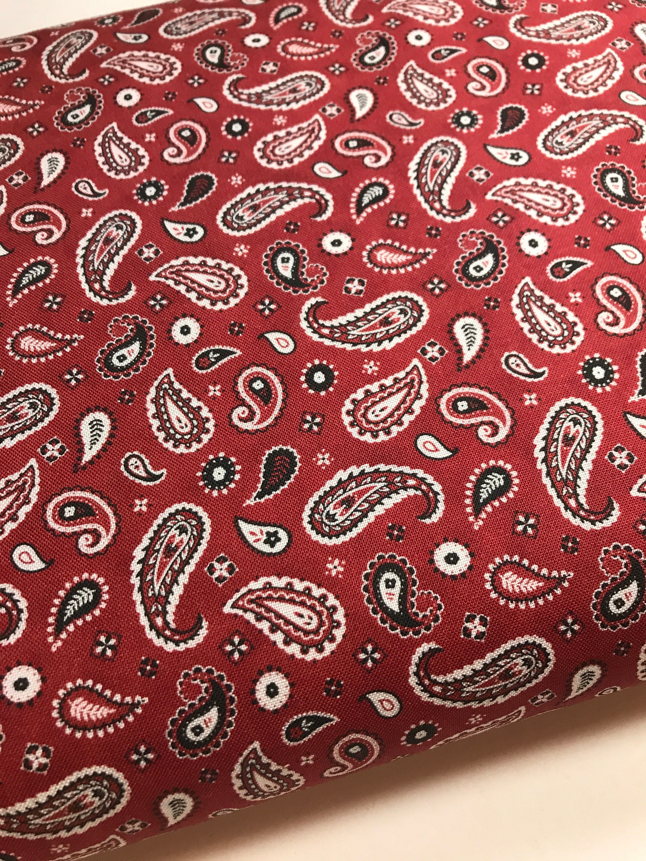 Cowgirl Spirit Fabric - Bandana Paisley - Dark Red by Oasis Western Country West  -100% Quality Cotton - by Yd and Yardage