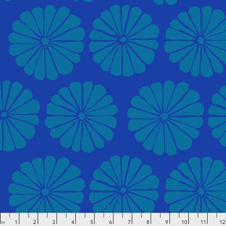 Kaffe Fassett Fabric- Damask Flower PWGP183.BLUE Spring Collective 2021 by FreeSpirit - 100%  Quality Cotton - by Fat 1/2 Yd and YARDAGE
