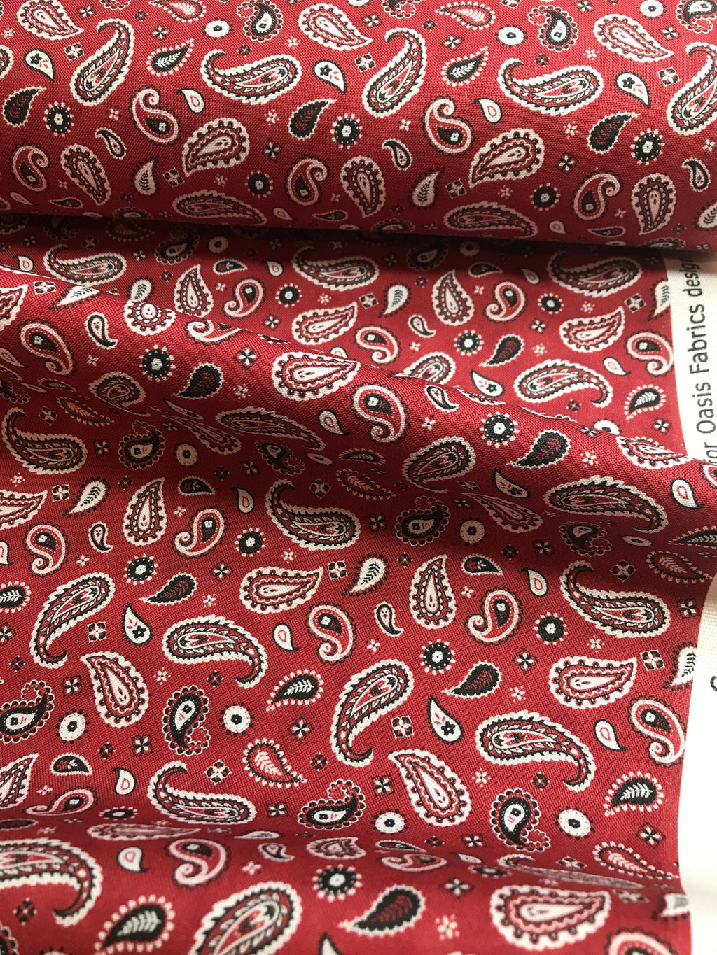 Cowgirl Spirit Fabric - Bandana Paisley - Dark Red by Oasis Western Country West  -100% Quality Cotton - by Yd and Yardage